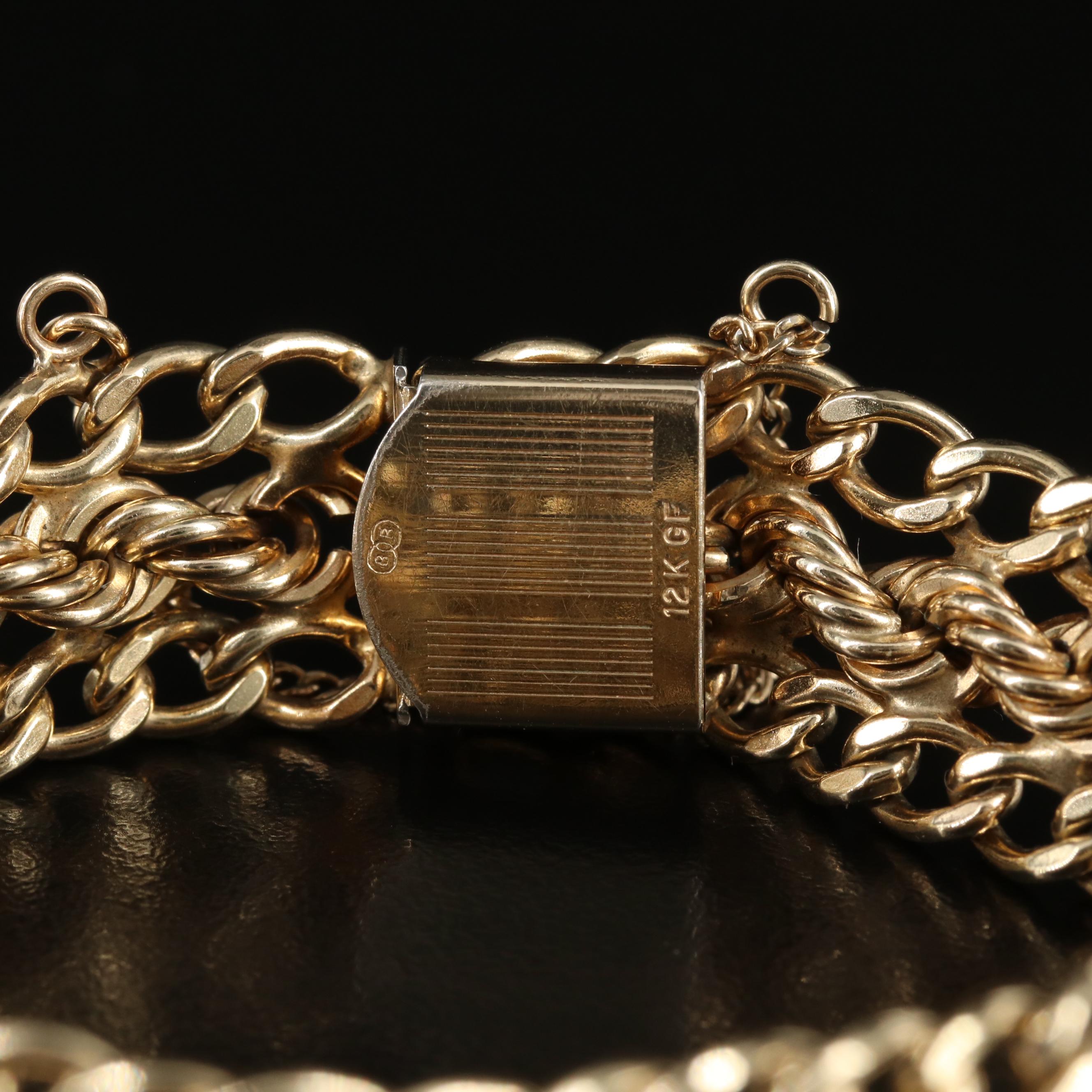 Vintage Gold-Filled Rope and Curb Chain Bracelet