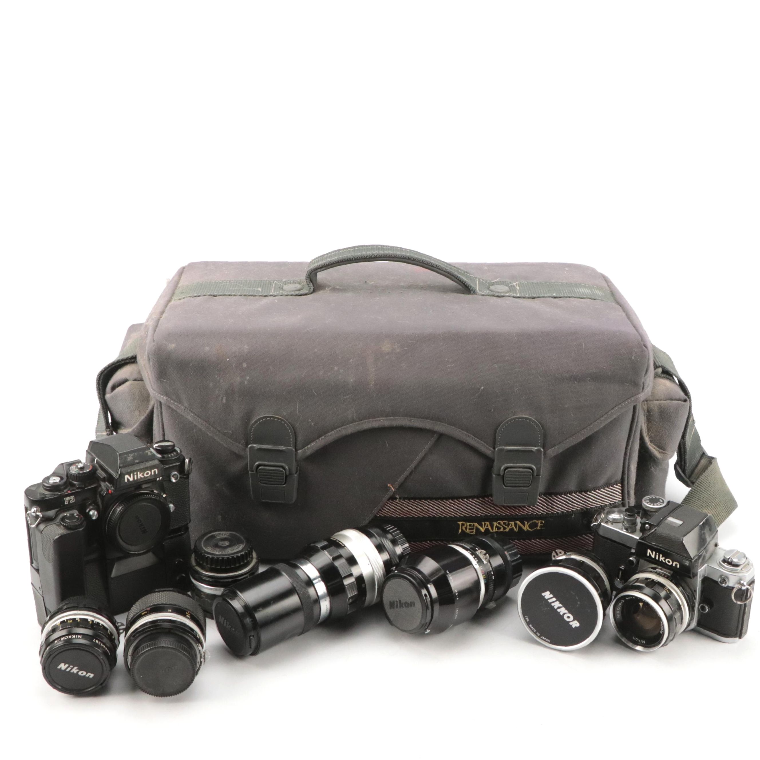 Nikon F3 With MD-4 Motor Drive, Nikon F2 35mm Camera, Filter and Lens Collection