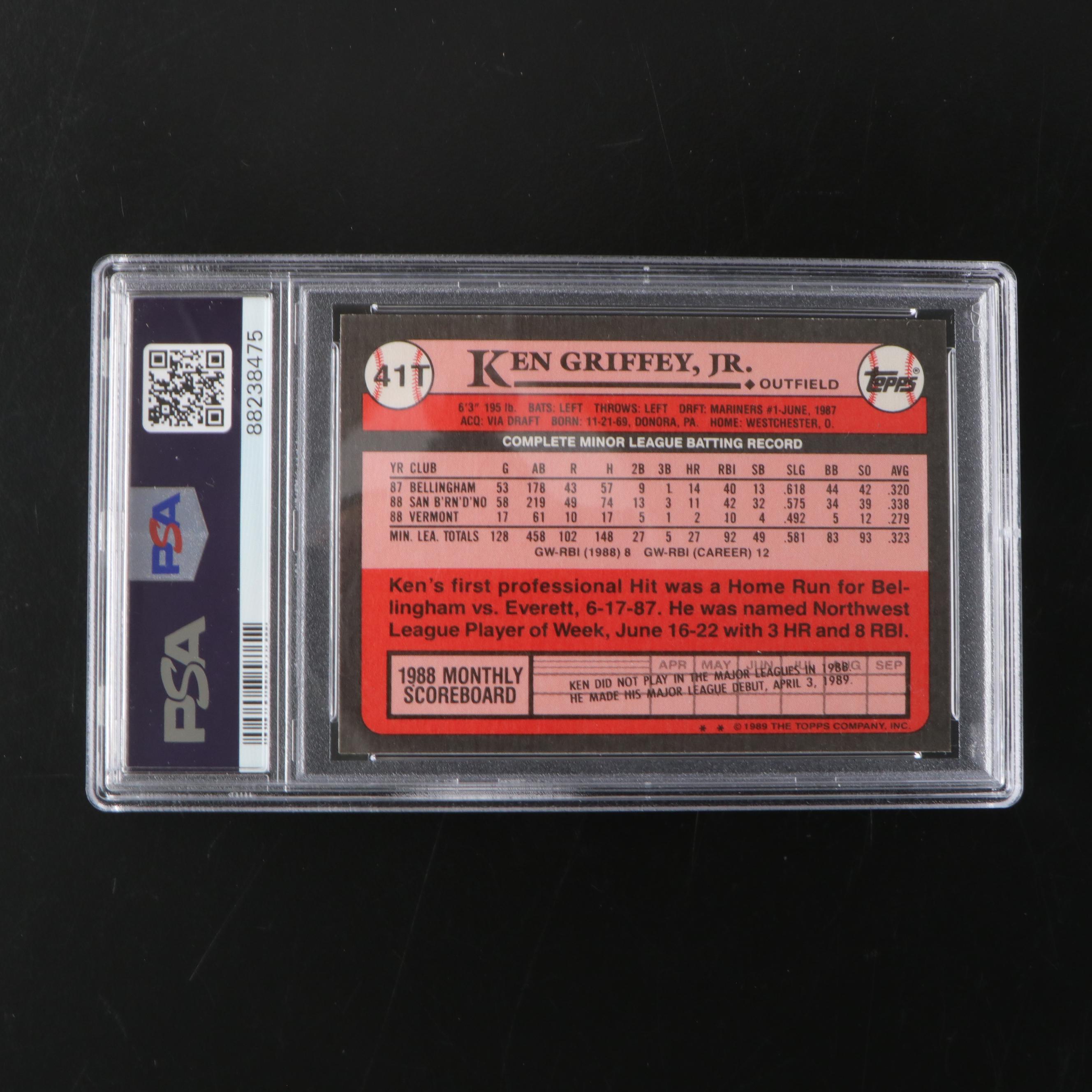 1989 Topps Traded Ken Griffey Jr. Rookie Baseball Card #41T Graded PSA 10