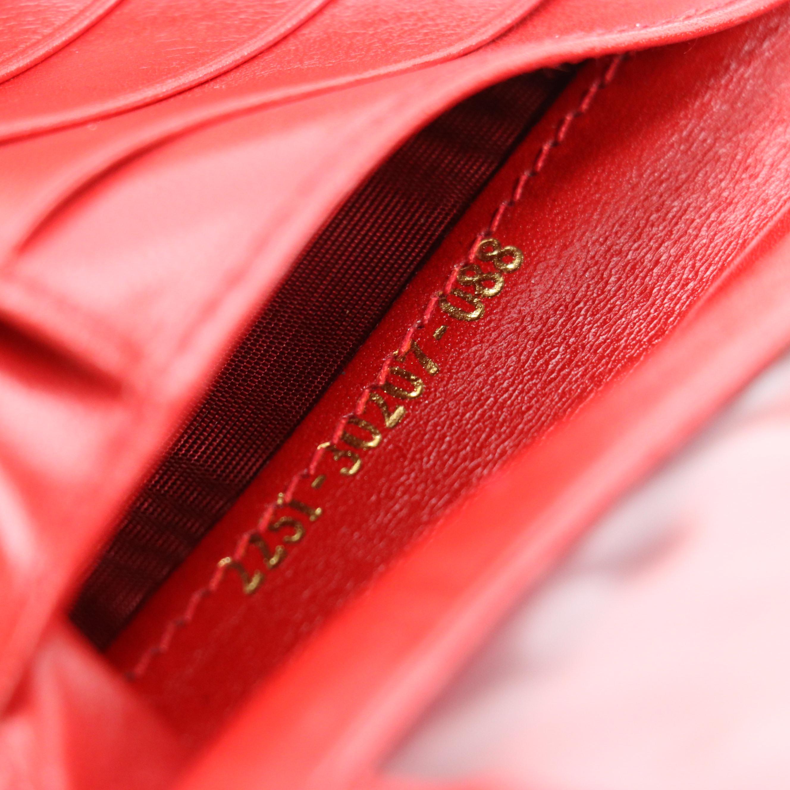 Fendi Bi-Fold Kiss Lock Wallet in Leopard Print Canvas and Red Leather