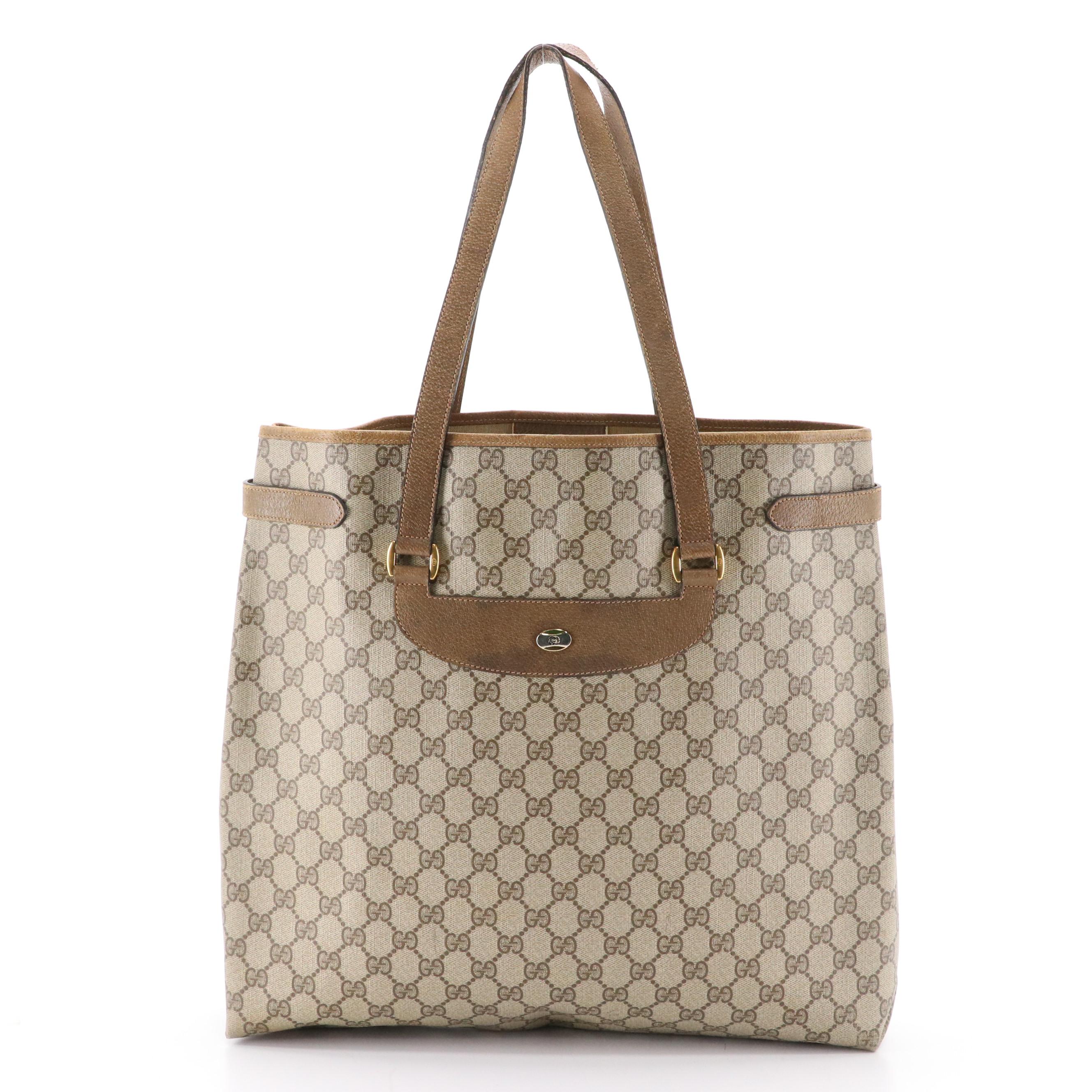 Gucci Accessory Collection Shoulder Tote in GG Supreme Canvas and Leather