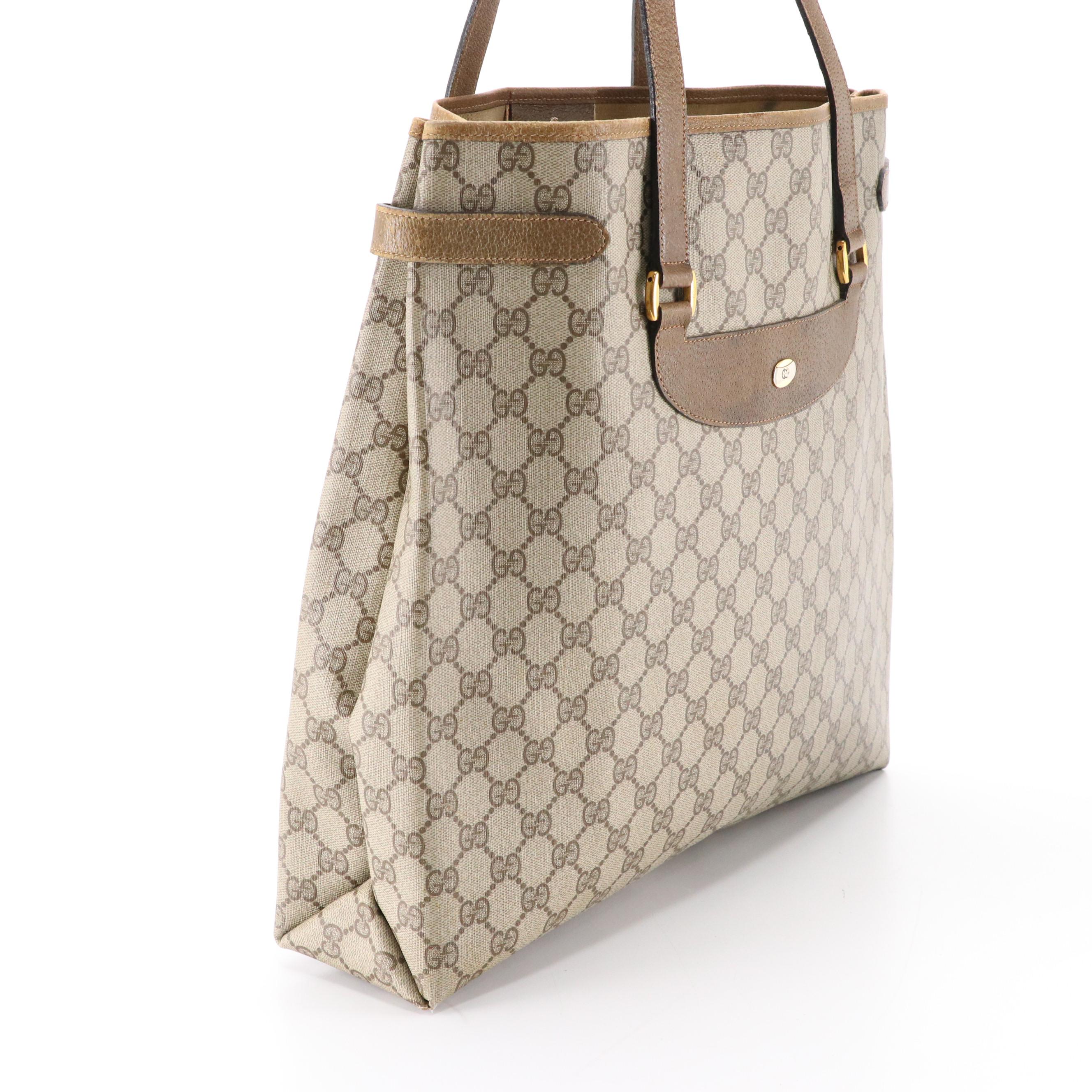 Gucci Accessory Collection Shoulder Tote in GG Supreme Canvas and Leather