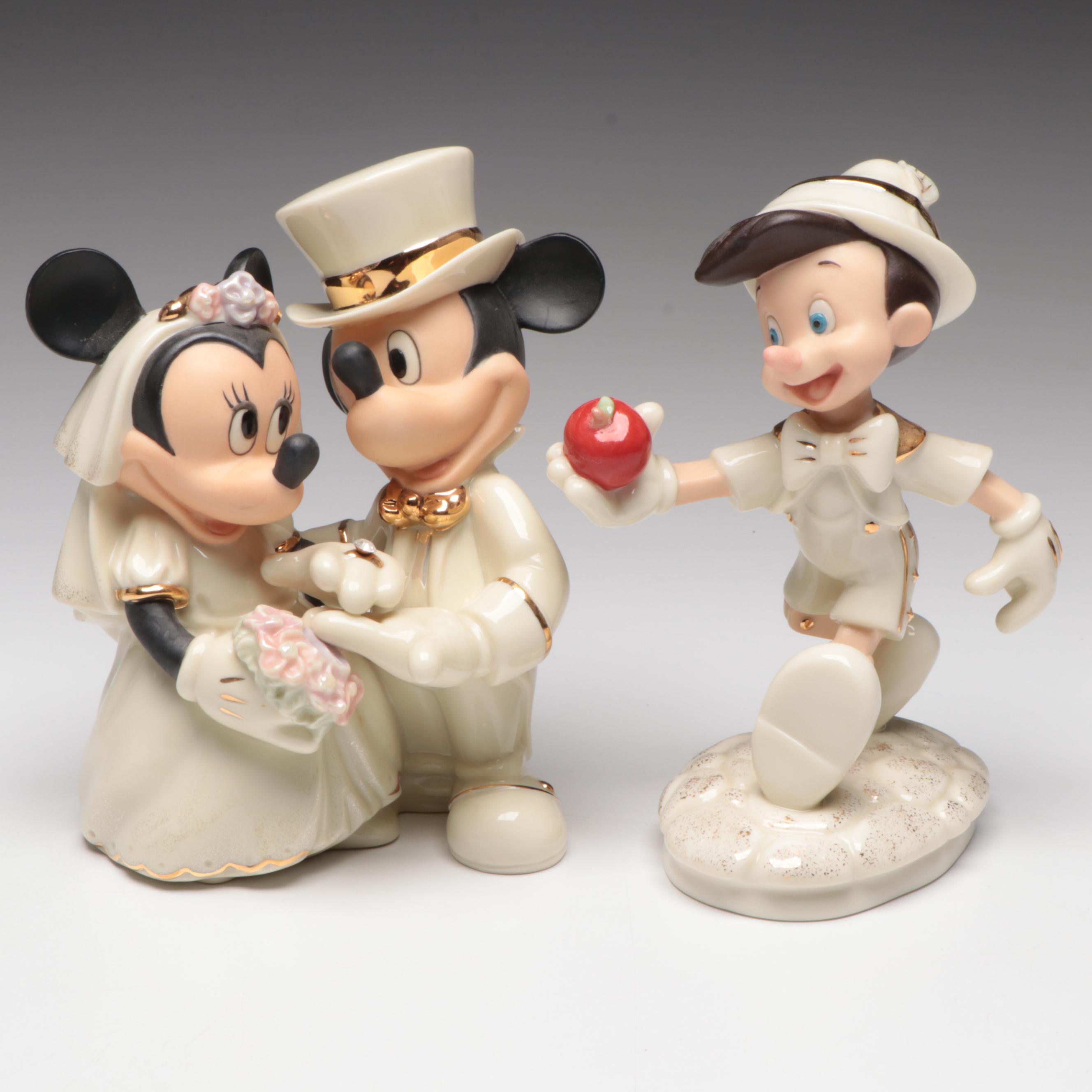 Lenox "Minnie's Dream Wedding" and "Pinocchio" Porcelain Figurines, 2000s