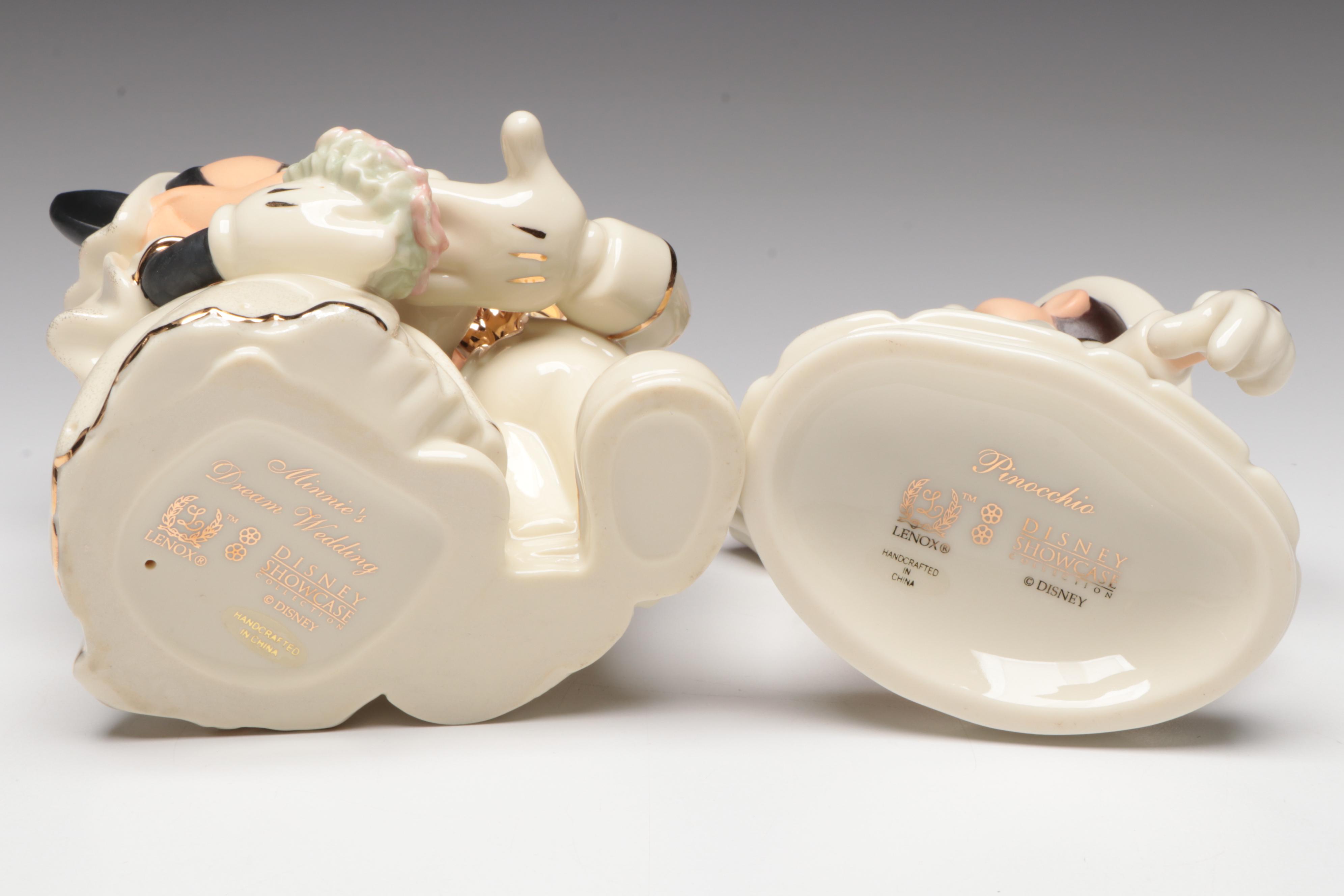 Lenox "Minnie's Dream Wedding" and "Pinocchio" Porcelain Figurines, 2000s