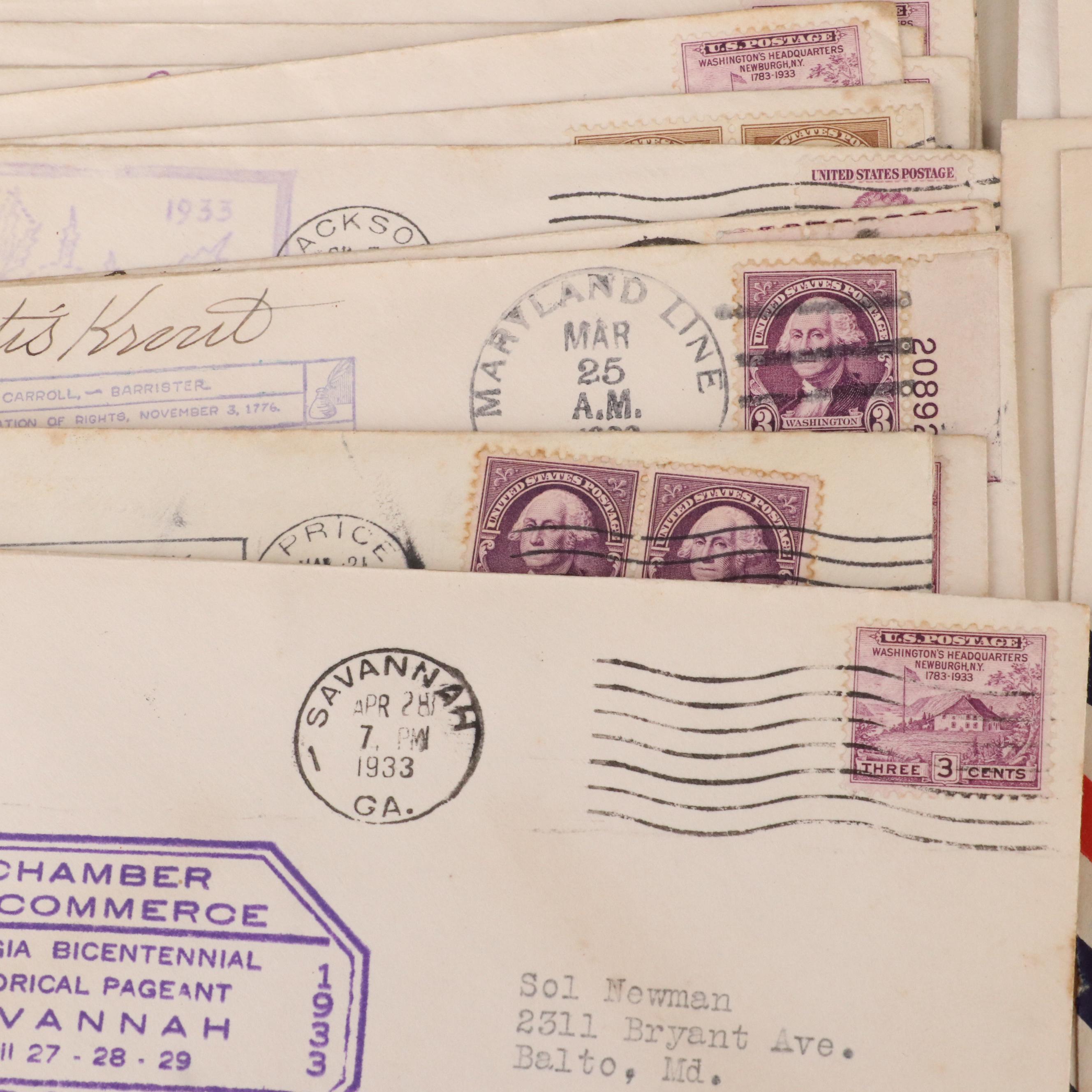 Eighty-Seven Vintage U.S. Postal Covers, 1930s and 1940s