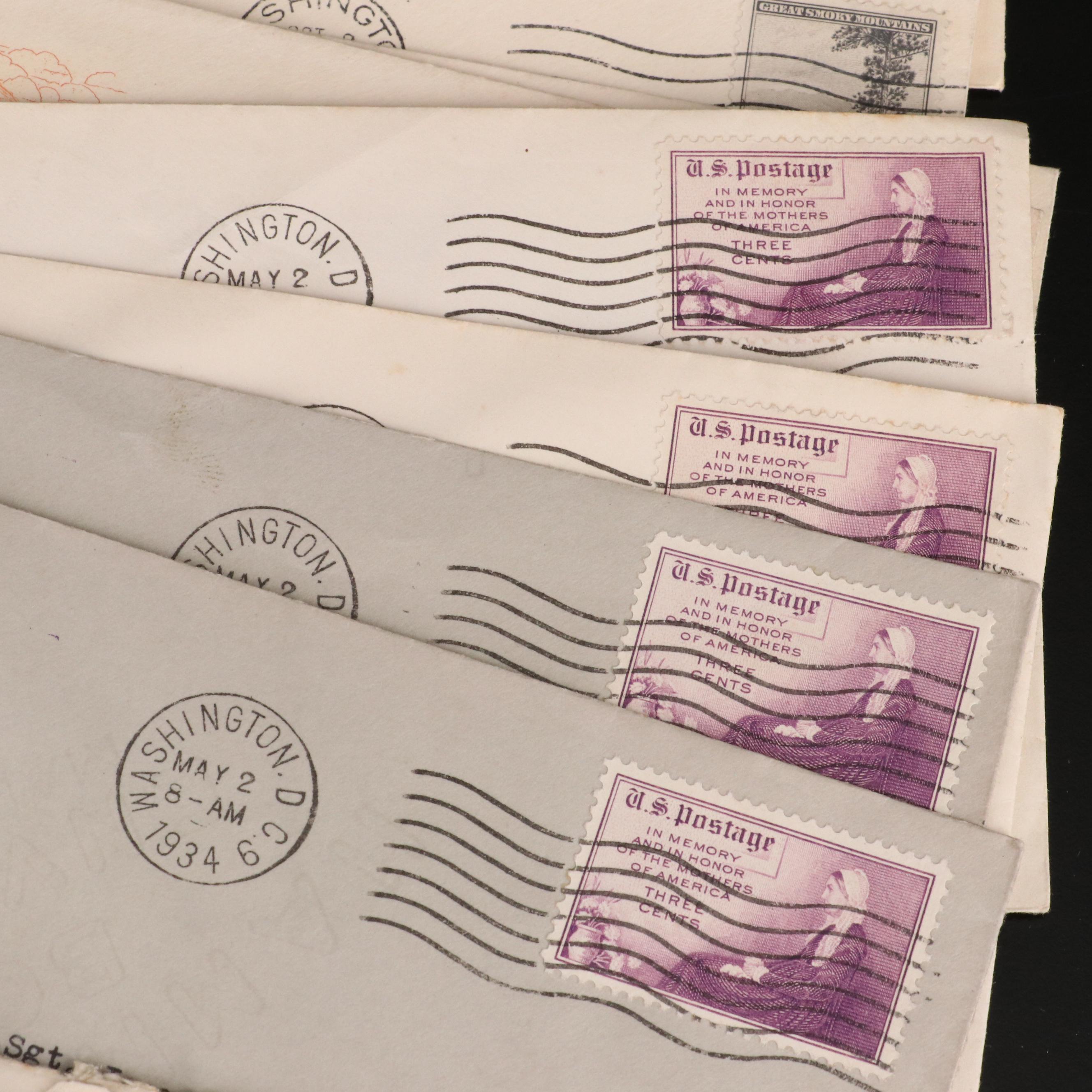 Eighty-Seven Vintage U.S. Postal Covers, 1930s and 1940s