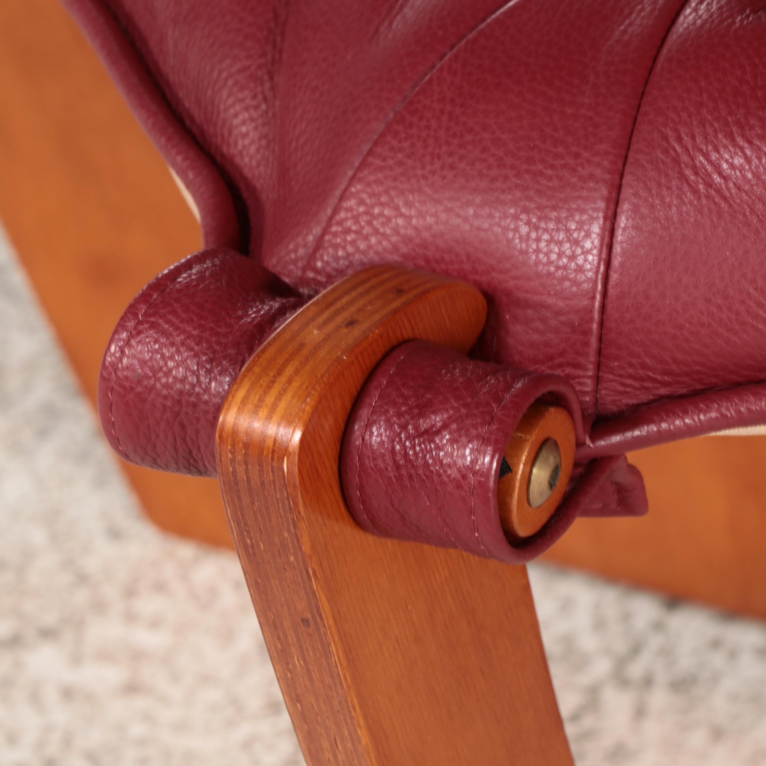 Pair of Odd Knutsen for IMG "Luna" Leather High-Back Lounge Chairs with Ottomans