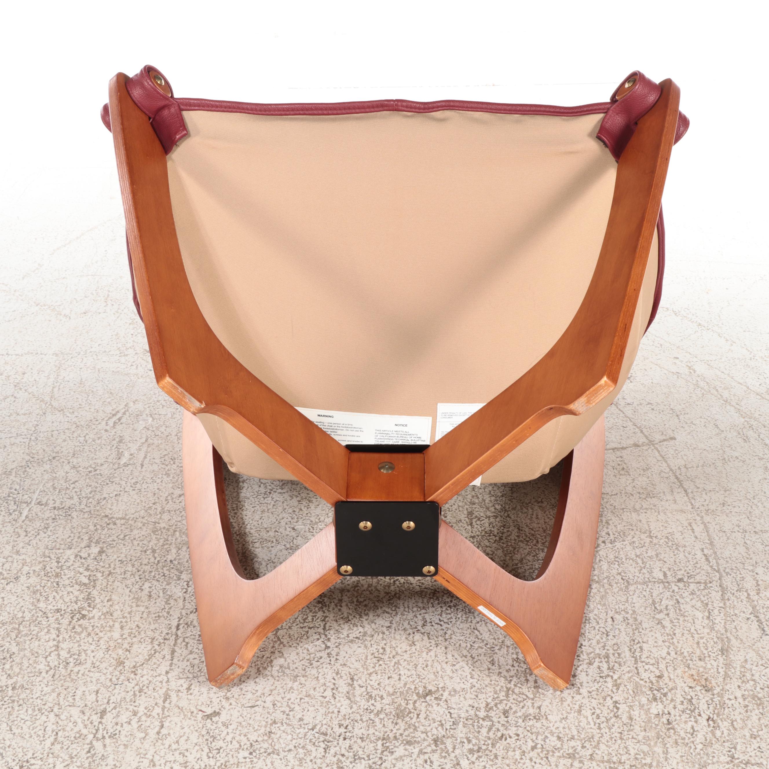 Pair of Odd Knutsen for IMG "Luna" Leather High-Back Lounge Chairs with Ottomans