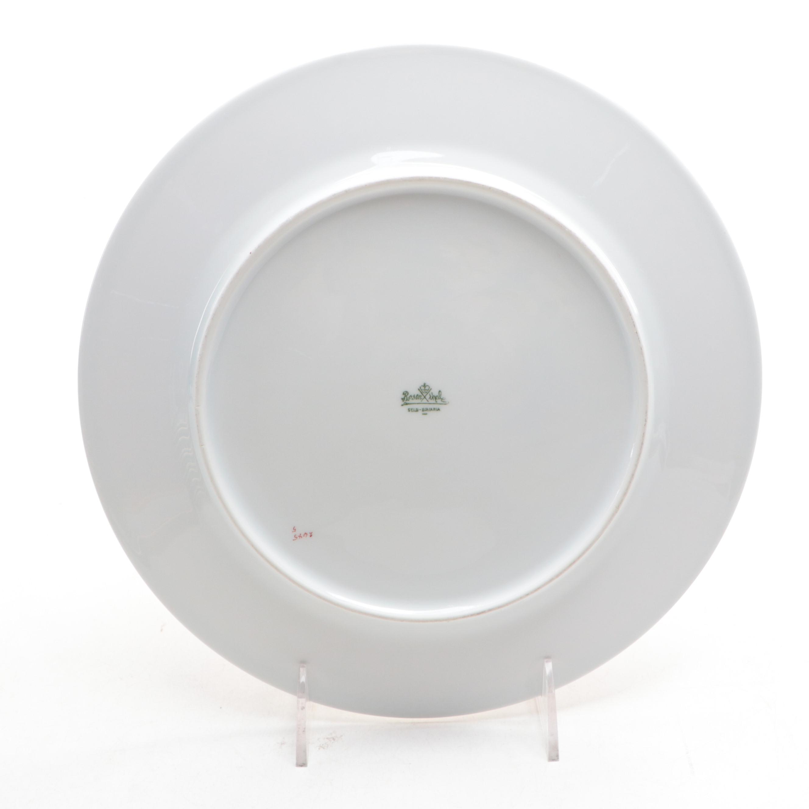 Rosenthal Porcelain Monogrammed Dinner Plates, Early to Mid-20th Century