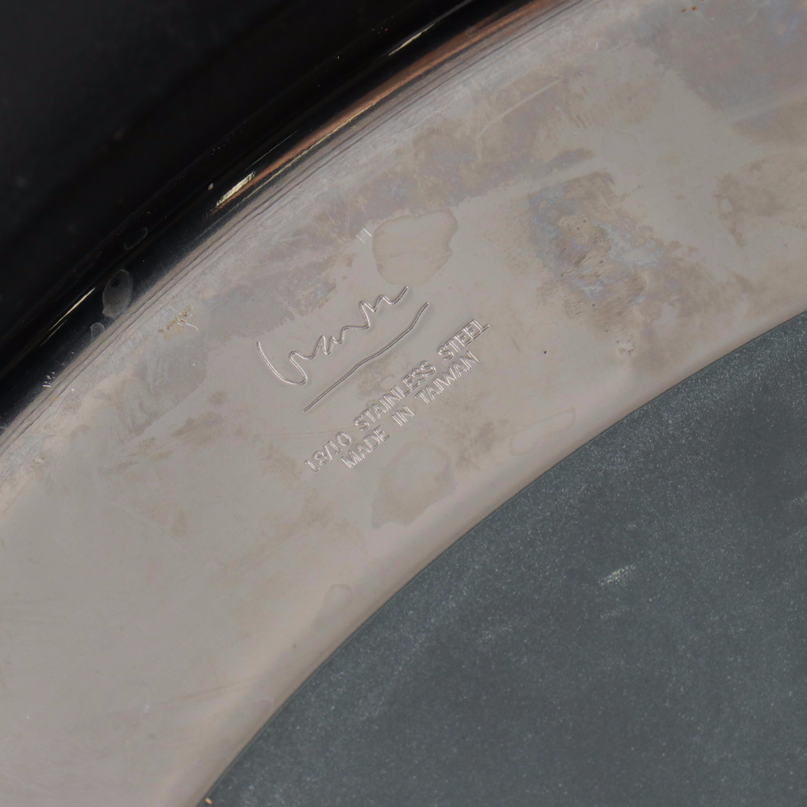 MCM Style Clear Glass and Metal Tray with Pitcher and Old Fashioned Glasses