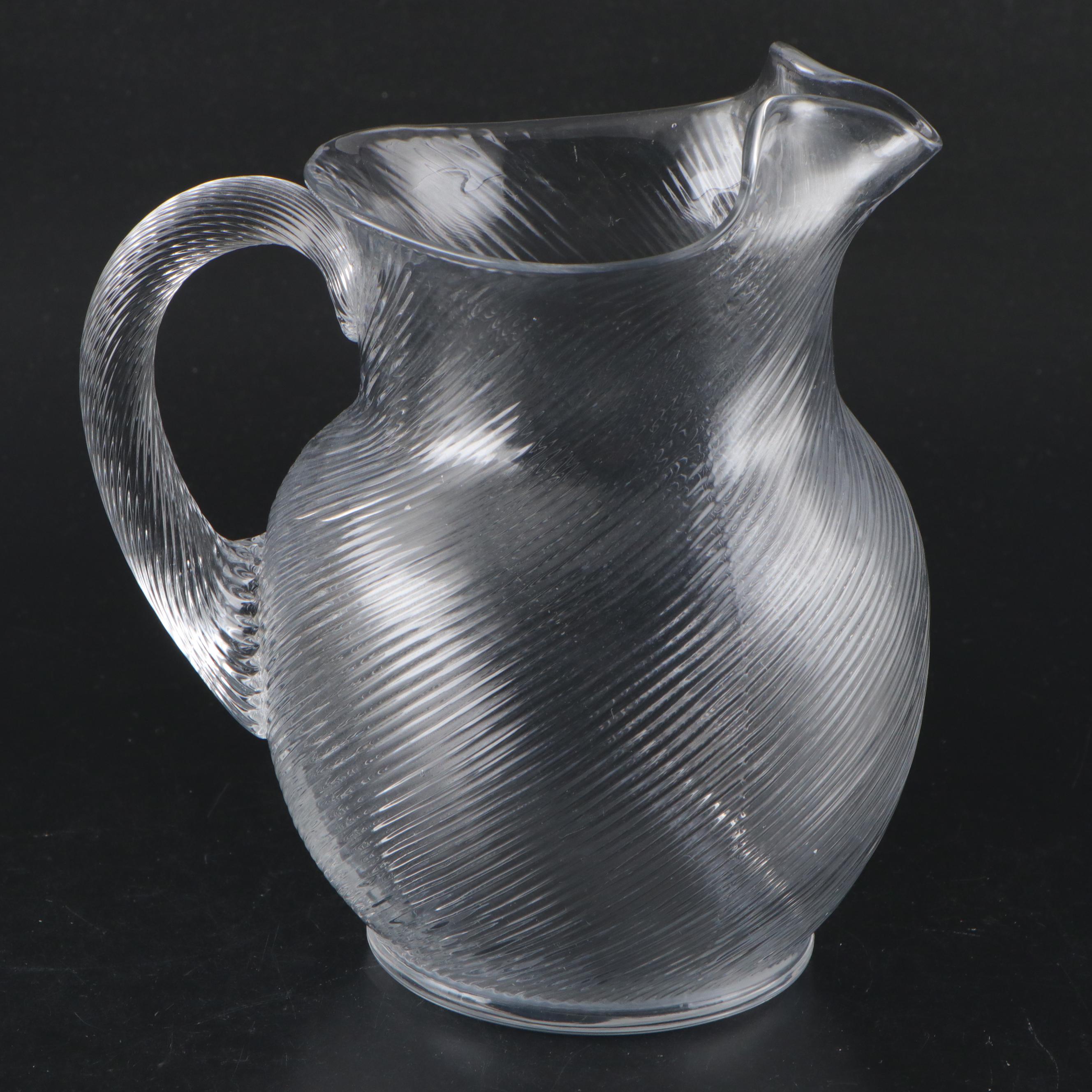 MCM Style Clear Glass and Metal Tray with Pitcher and Old Fashioned Glasses