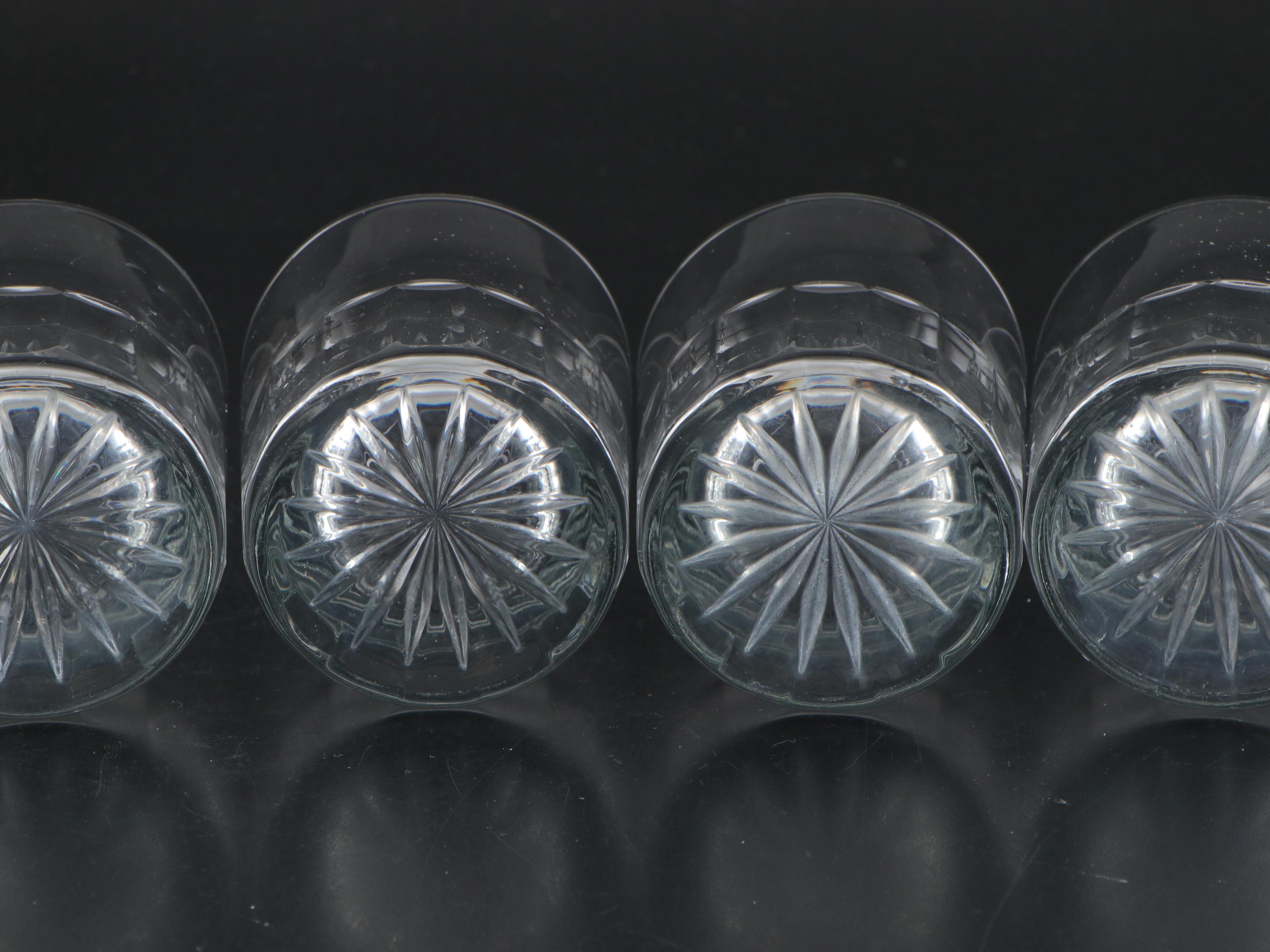 MCM Style Clear Glass and Metal Tray with Pitcher and Old Fashioned Glasses