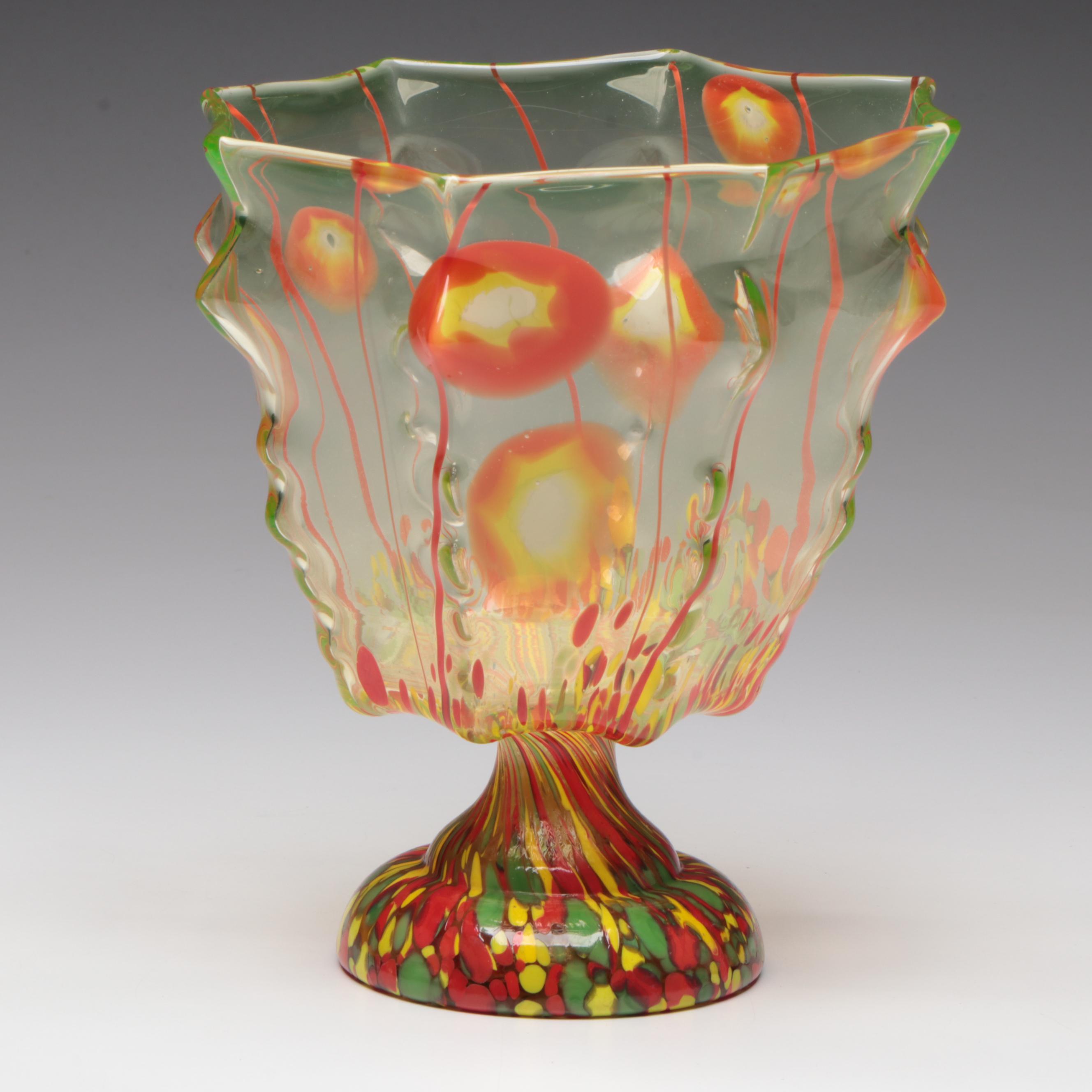 Kralik Art Deco Uranium Glass Knuckle Vase, Early 20th Century