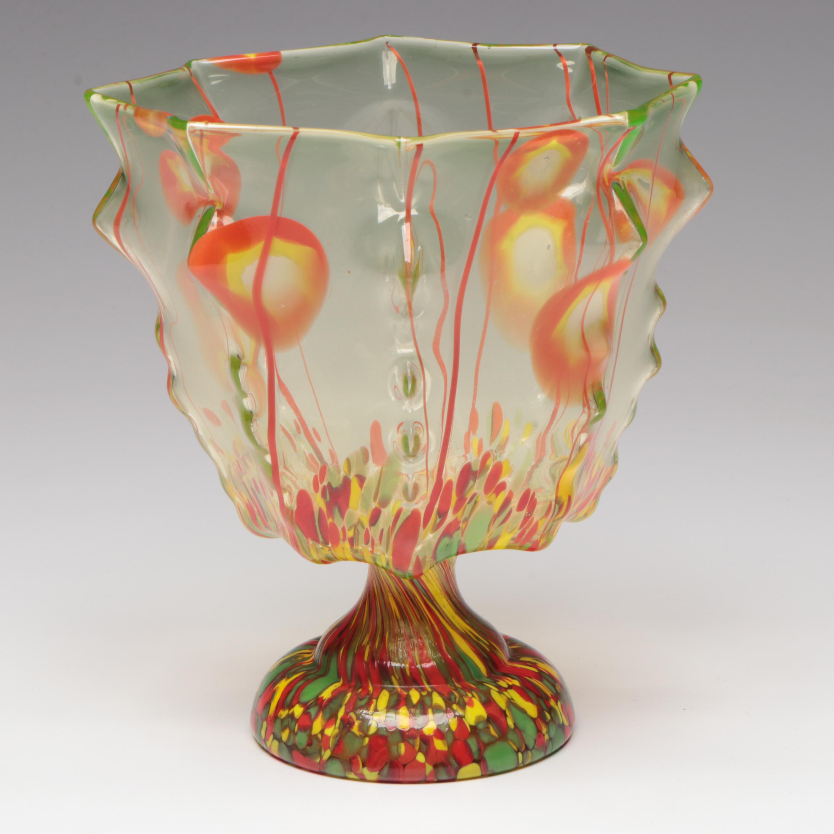 Kralik Art Deco Uranium Glass Knuckle Vase, Early 20th Century