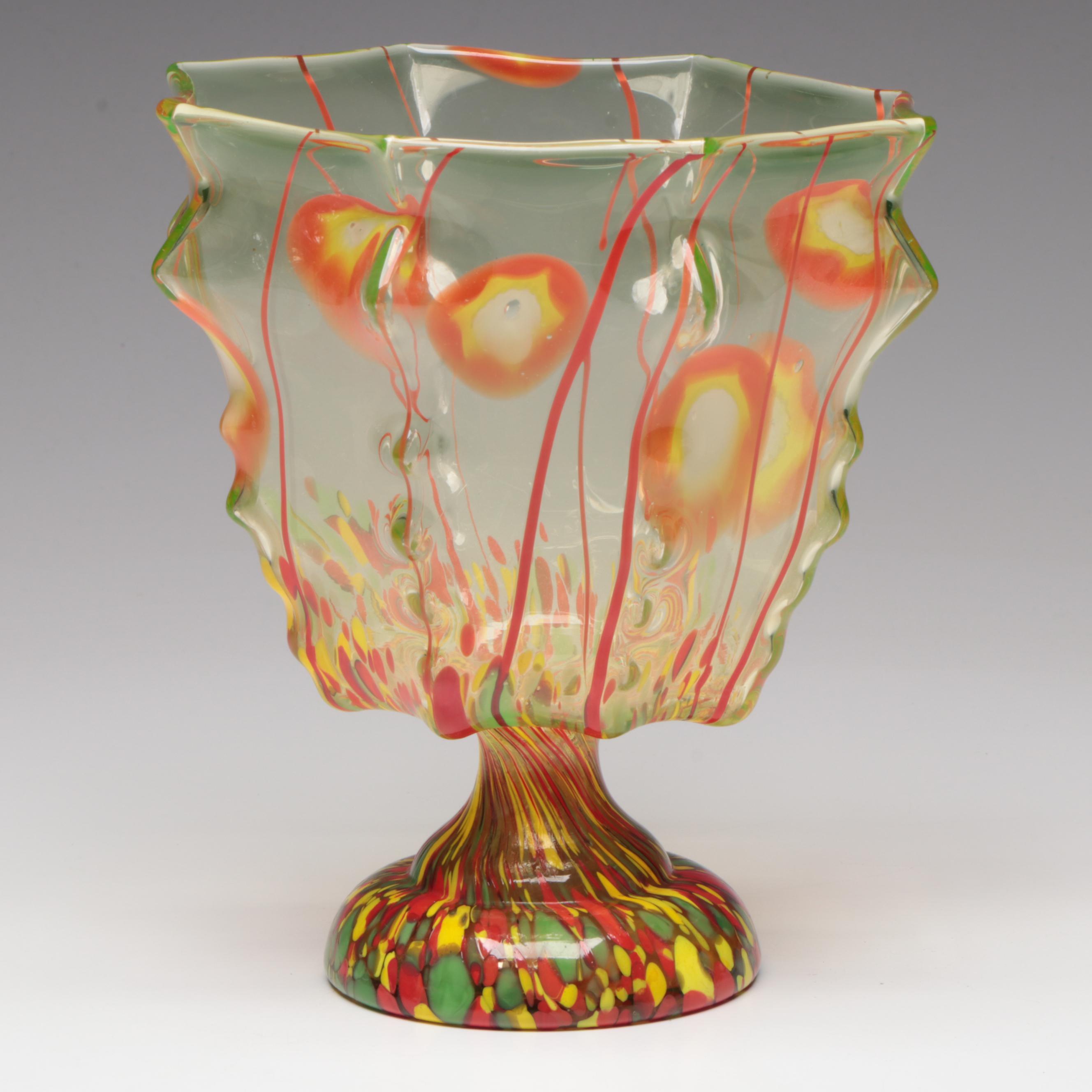 Kralik Art Deco Uranium Glass Knuckle Vase, Early 20th Century