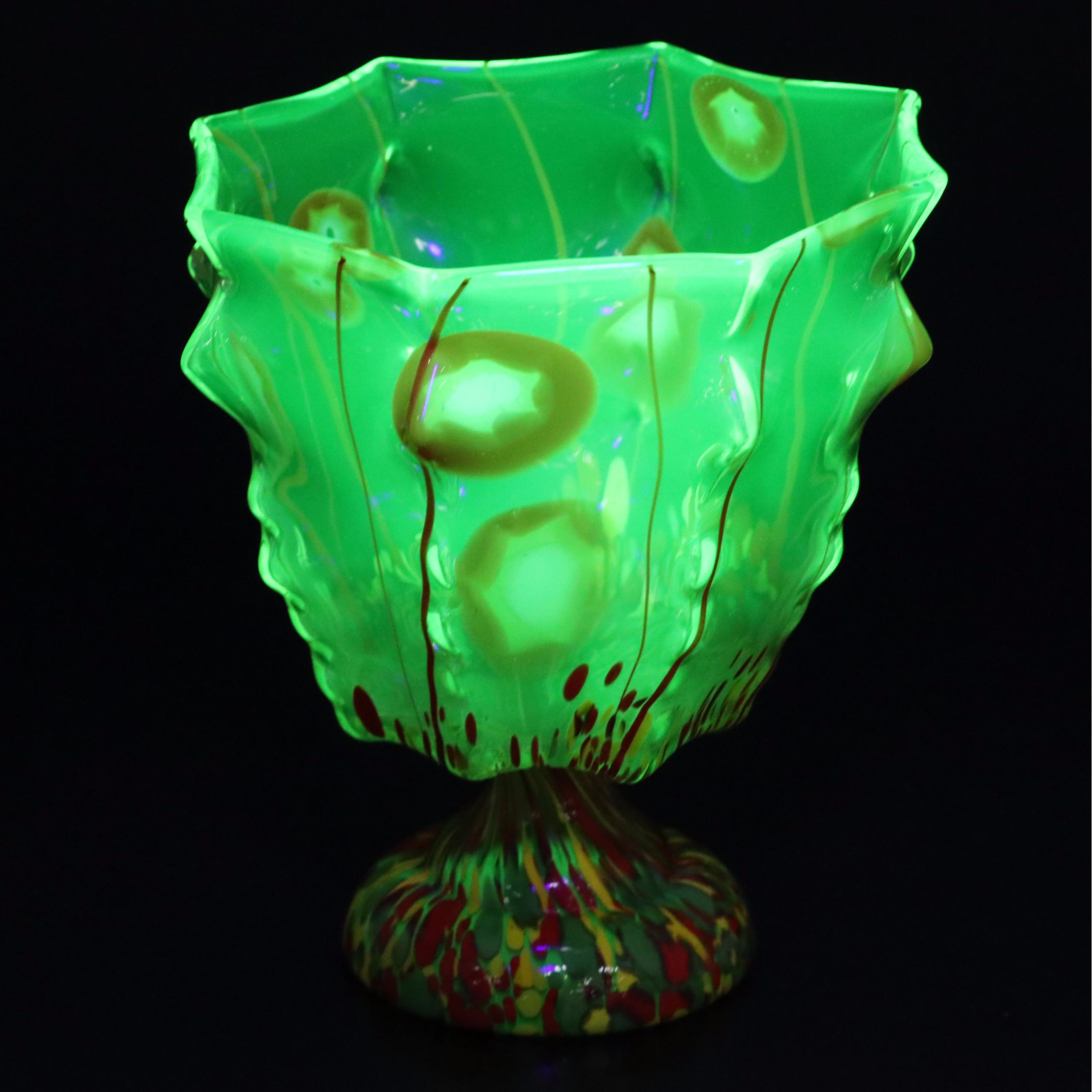 Kralik Art Deco Uranium Glass Knuckle Vase, Early 20th Century