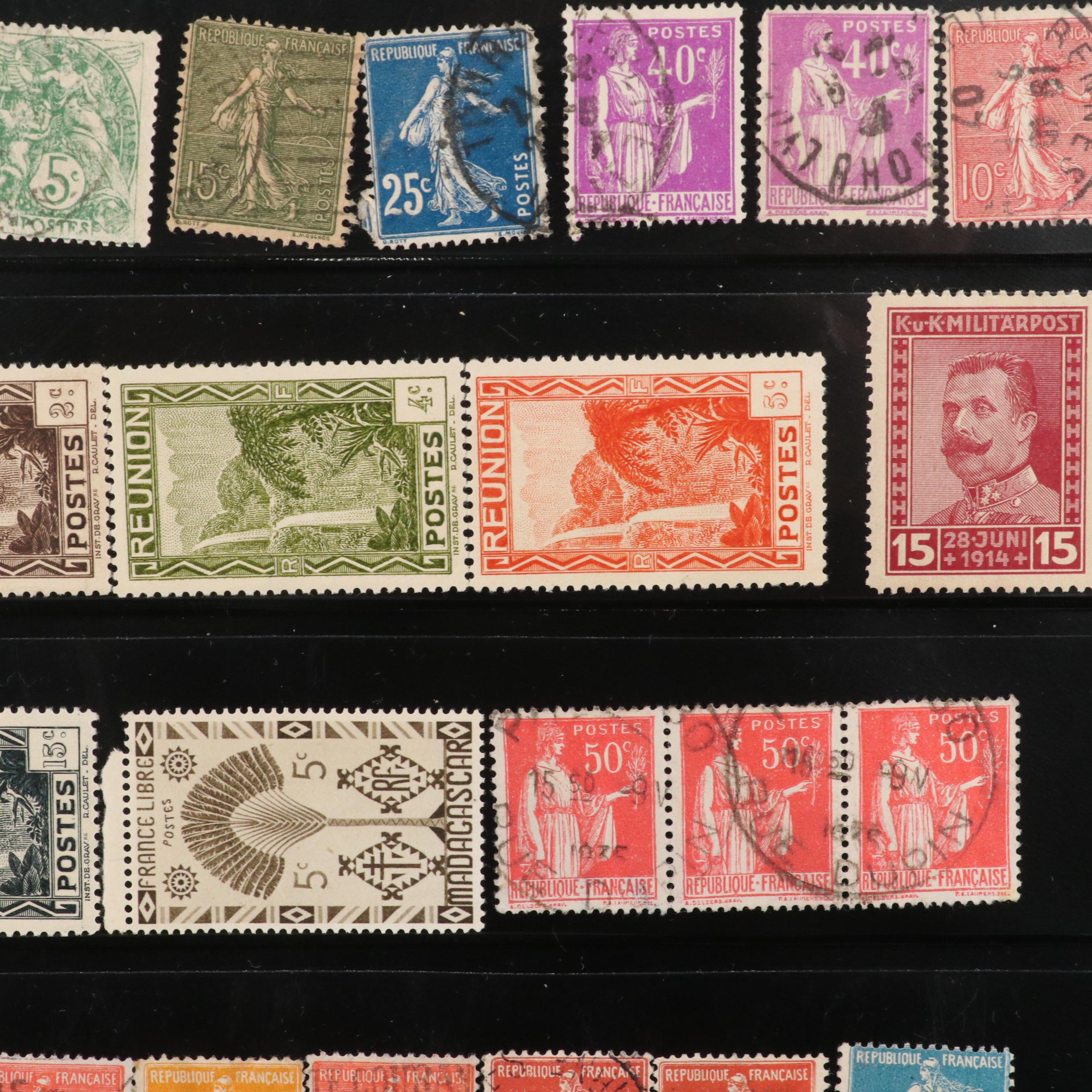 Collection of Used United States and World Stamps and 9 U.S. Quarter Proofs