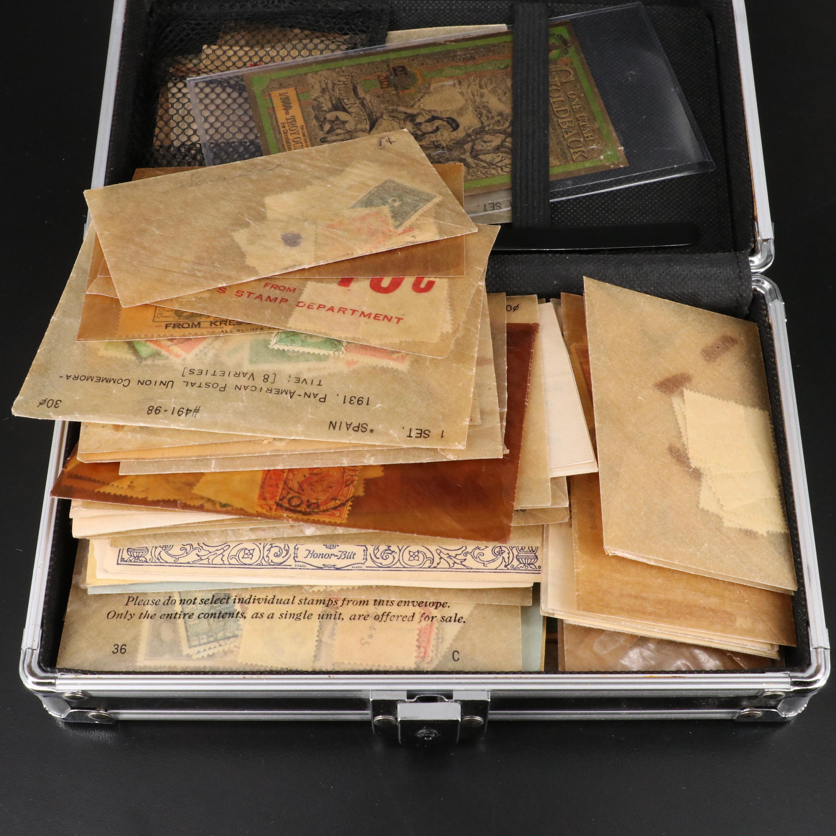 Collection of Used United States and World Stamps and 9 U.S. Quarter Proofs