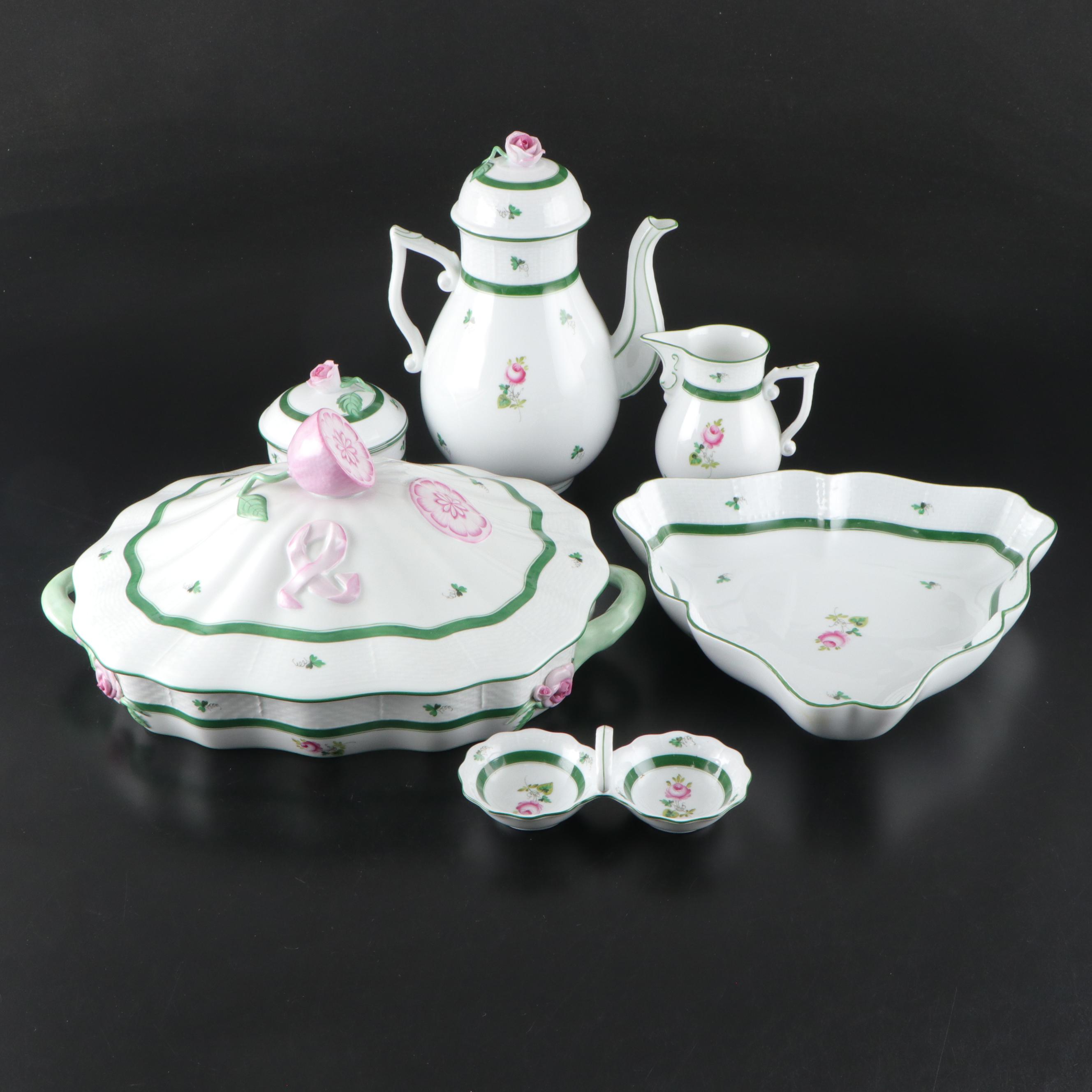 Herend "Vienna Rose" Porcelain Teapot, Creamer, Sugar Bowl and More