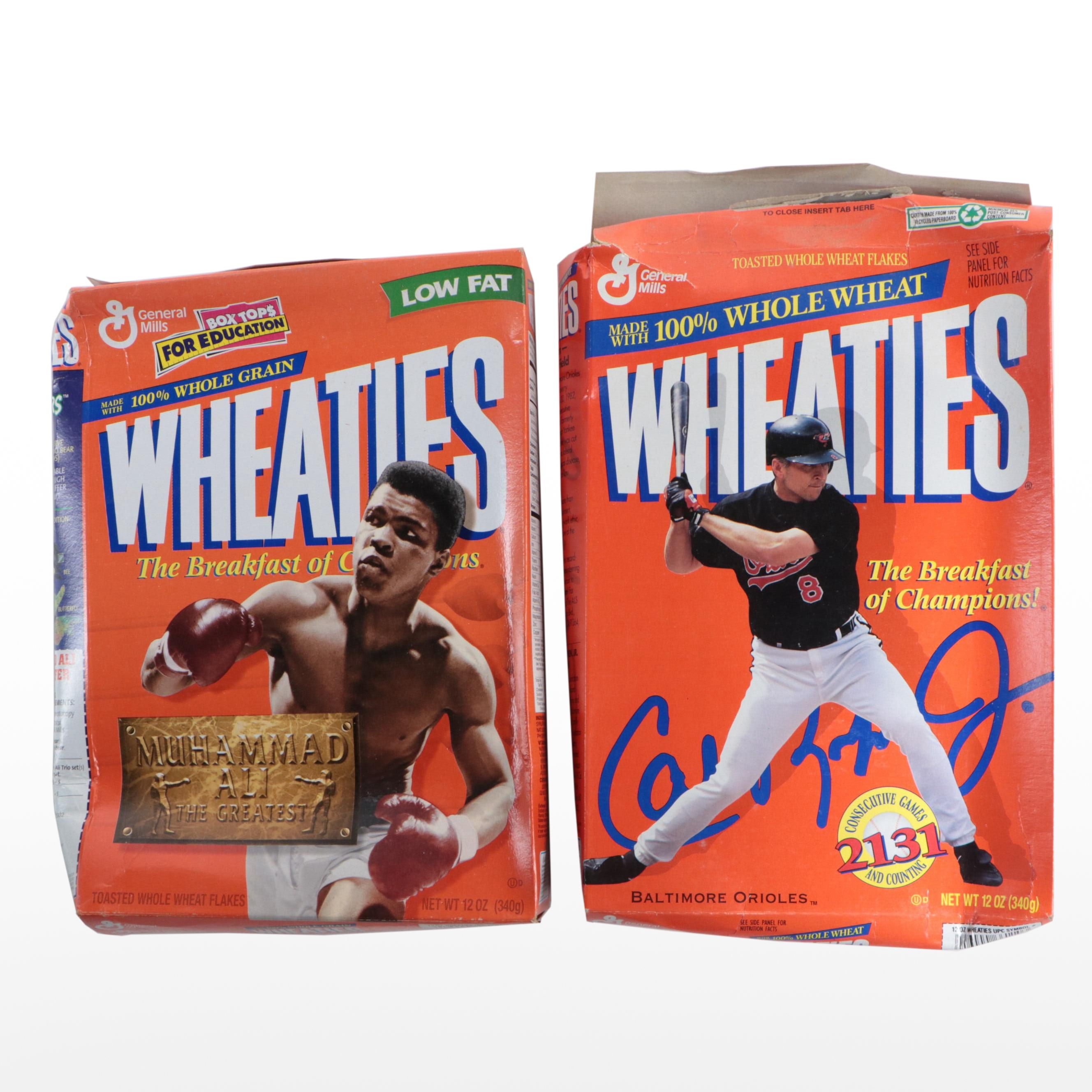 General Mills Wheaties Muhammad Ali and Cal Ripken Jr. Cereal Boxes