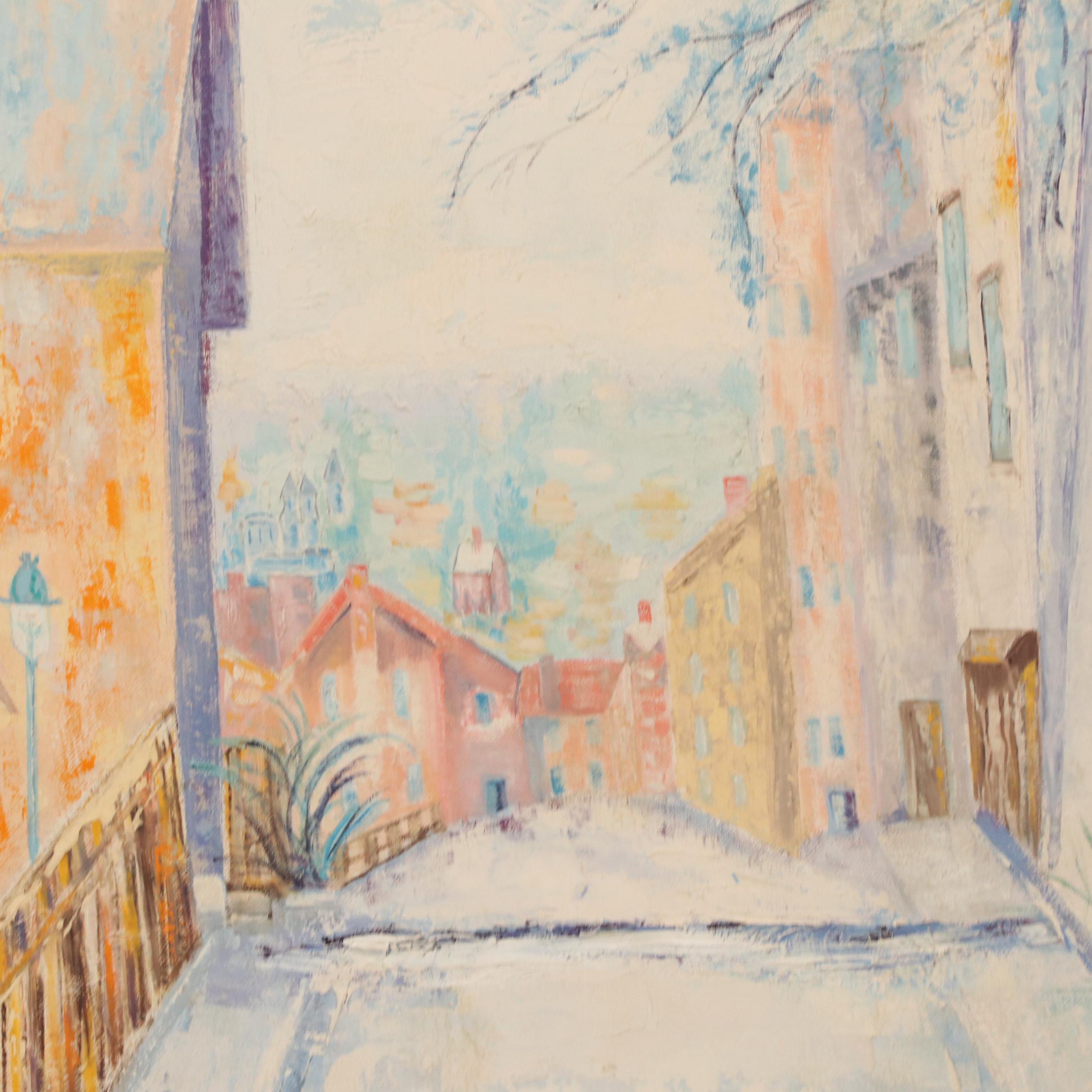 Helen Oppenheimer Oil Painting of Cityscape, 1959