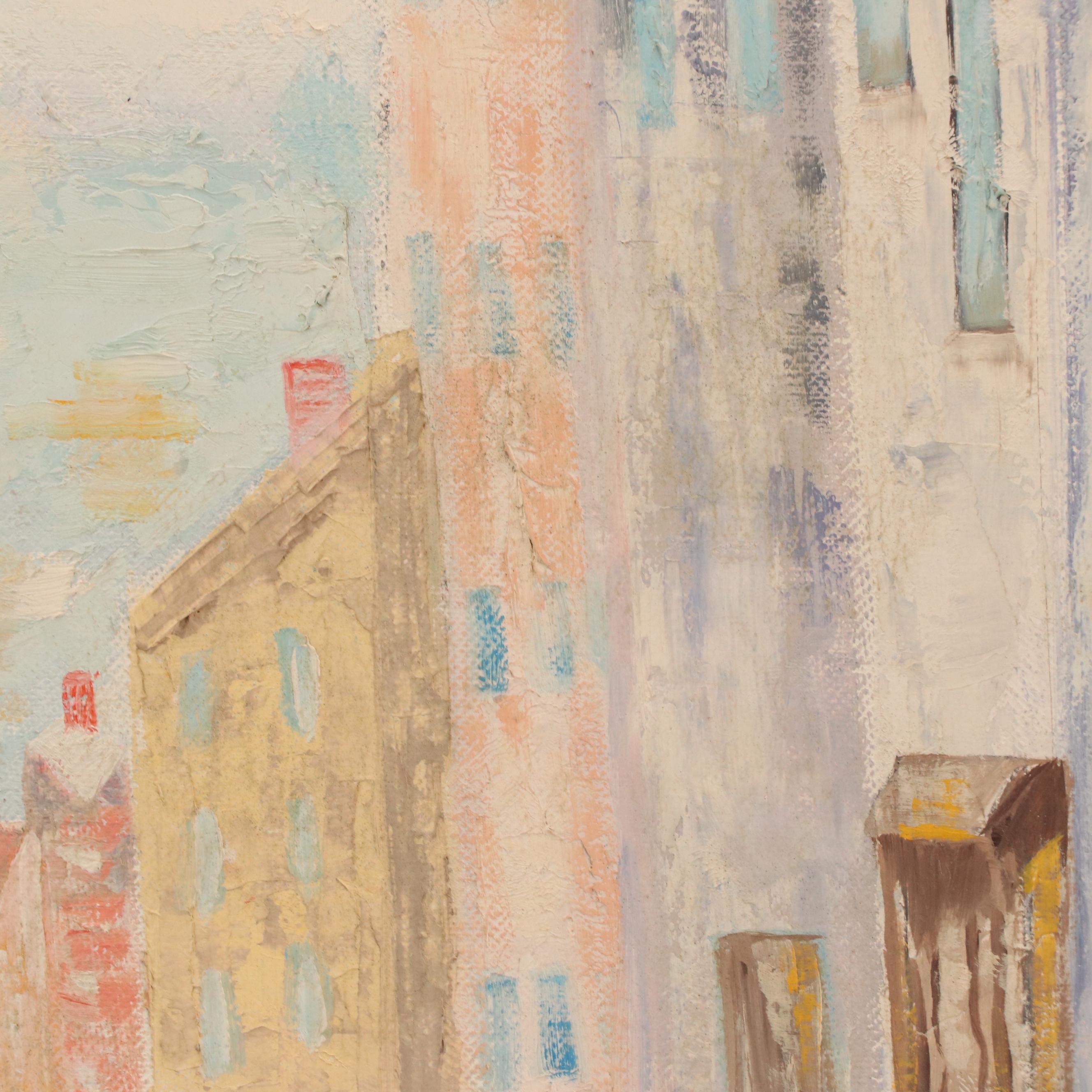 Helen Oppenheimer Oil Painting of Cityscape, 1959