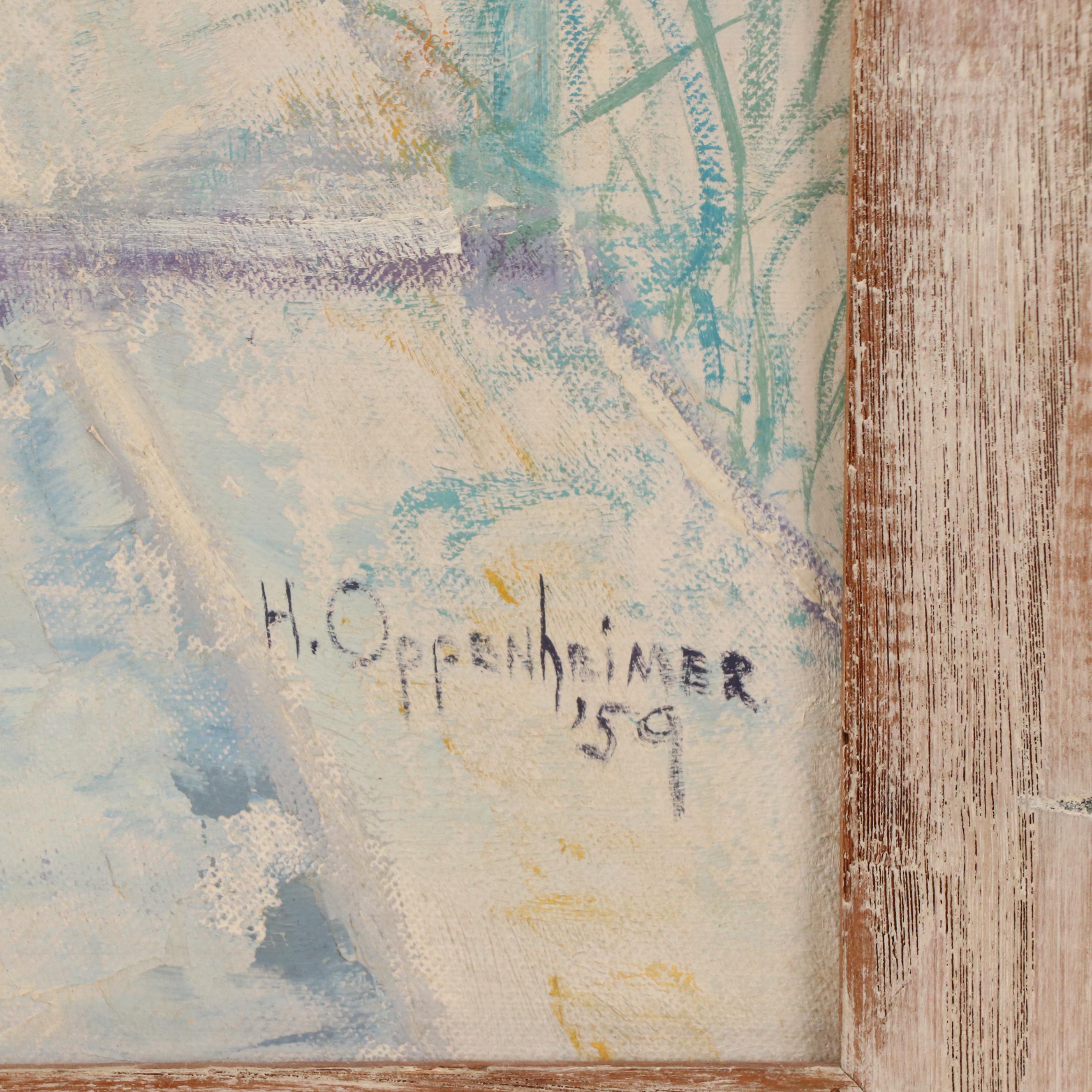 Helen Oppenheimer Oil Painting of Cityscape, 1959