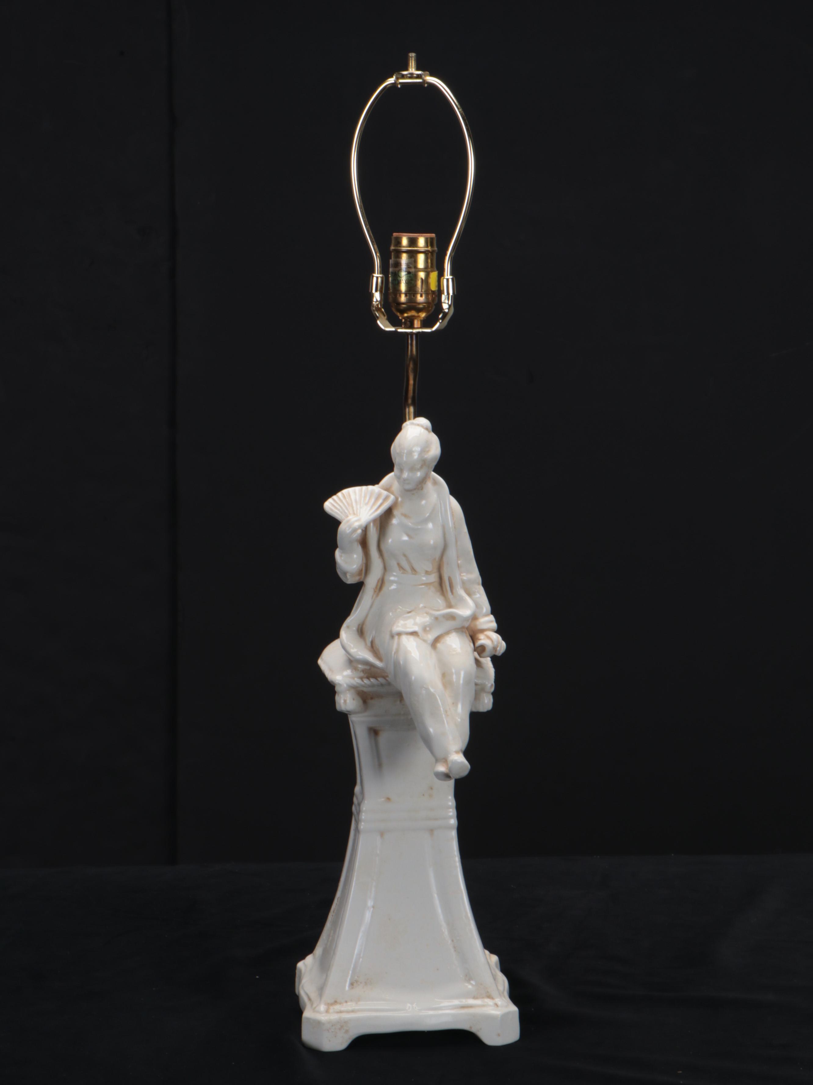 Chapman Blanc de Chine Figural Table Lamp with Bell Shade, 1998