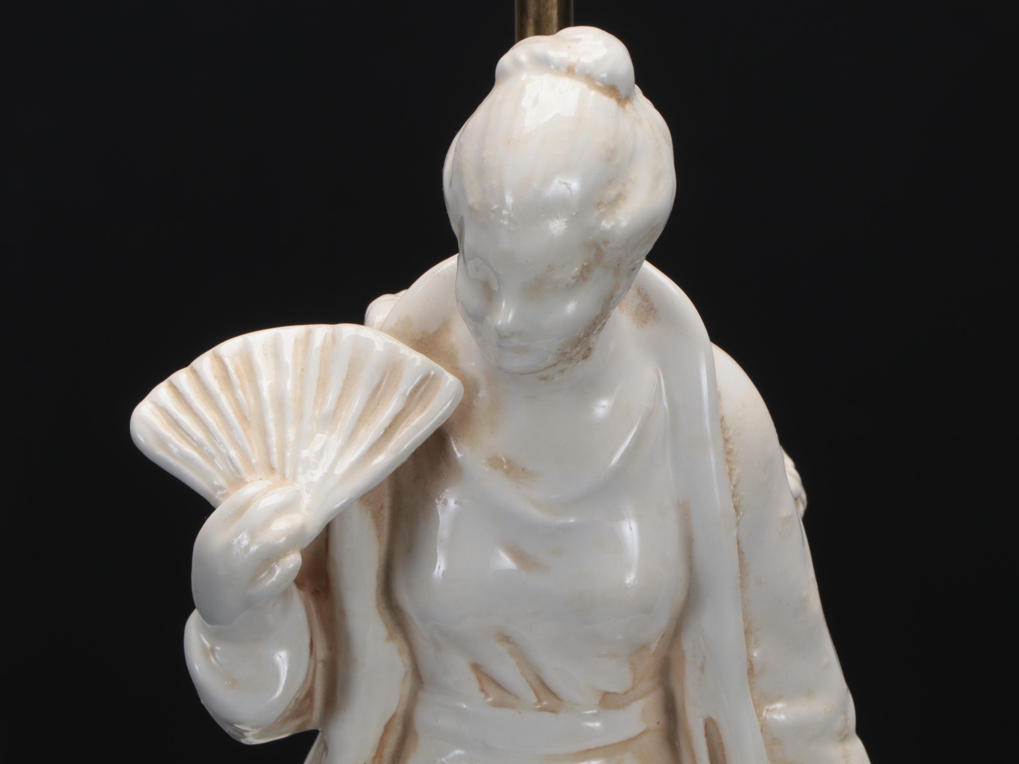 Chapman Blanc de Chine Figural Table Lamp with Bell Shade, 1998