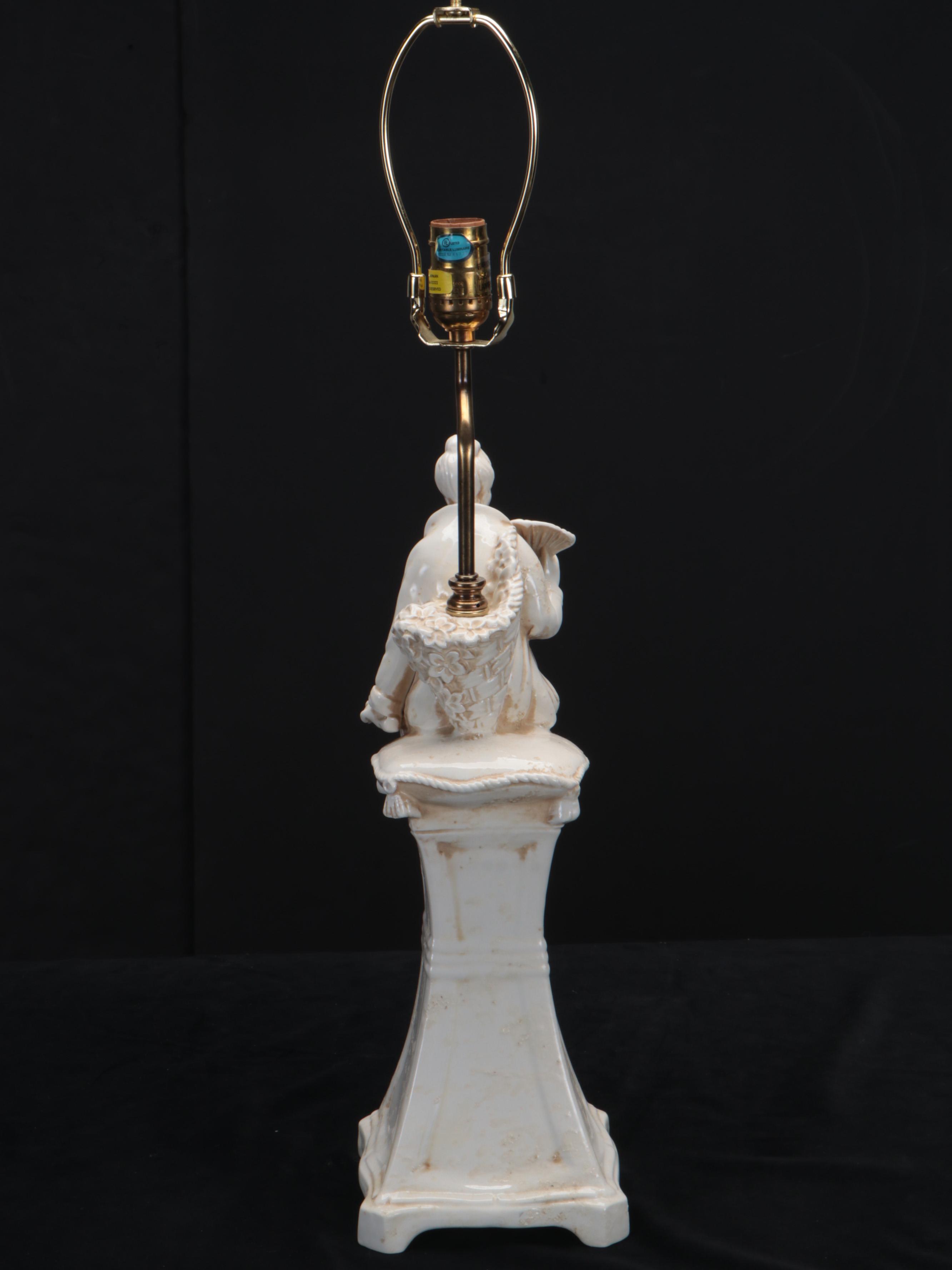 Chapman Blanc de Chine Figural Table Lamp with Bell Shade, 1998