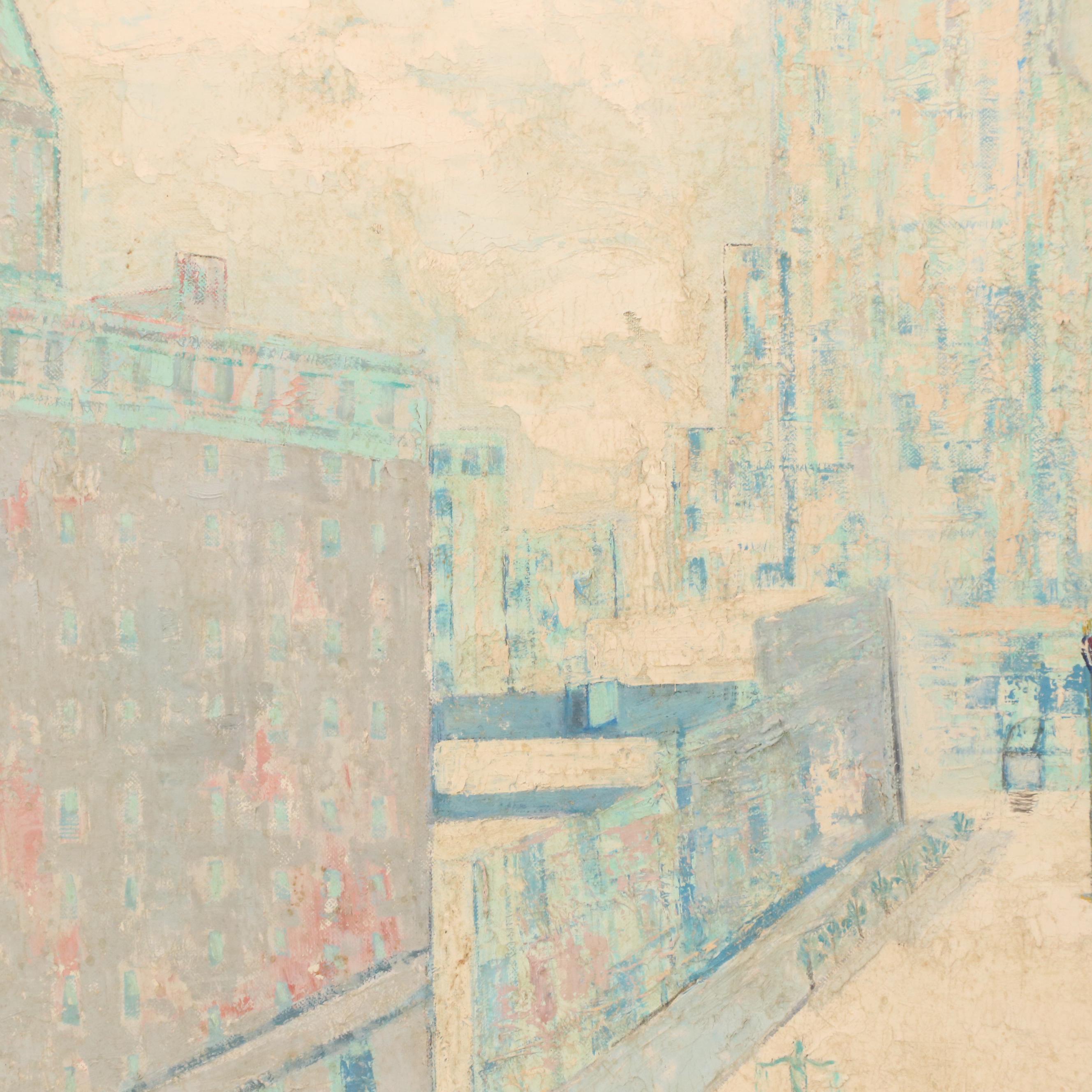 Helen Oppenheimer Oil Painting of Cincinnati Cityscape, 1958