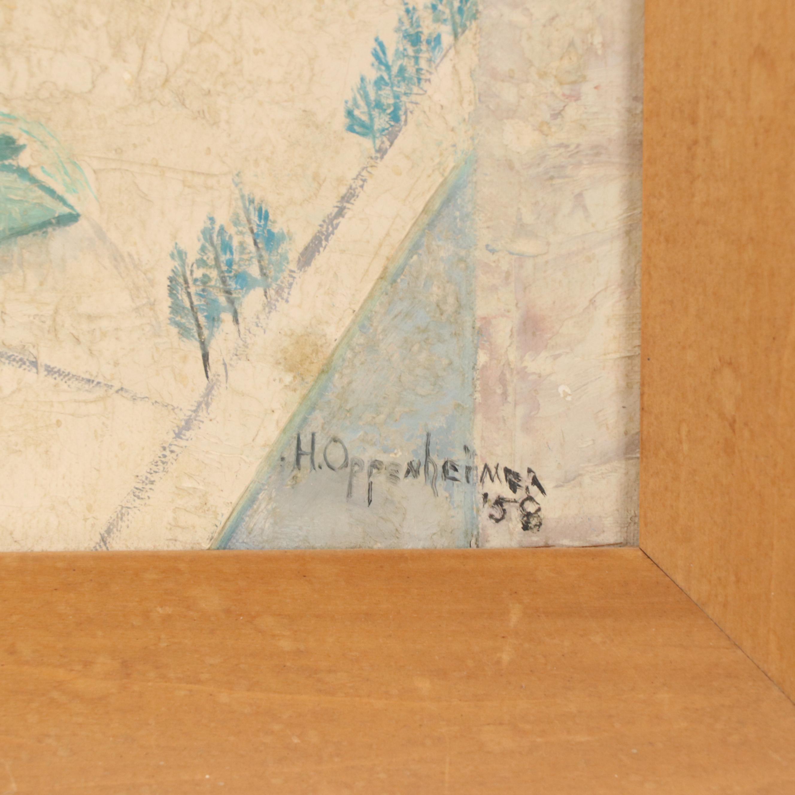 Helen Oppenheimer Oil Painting of Cincinnati Cityscape, 1958