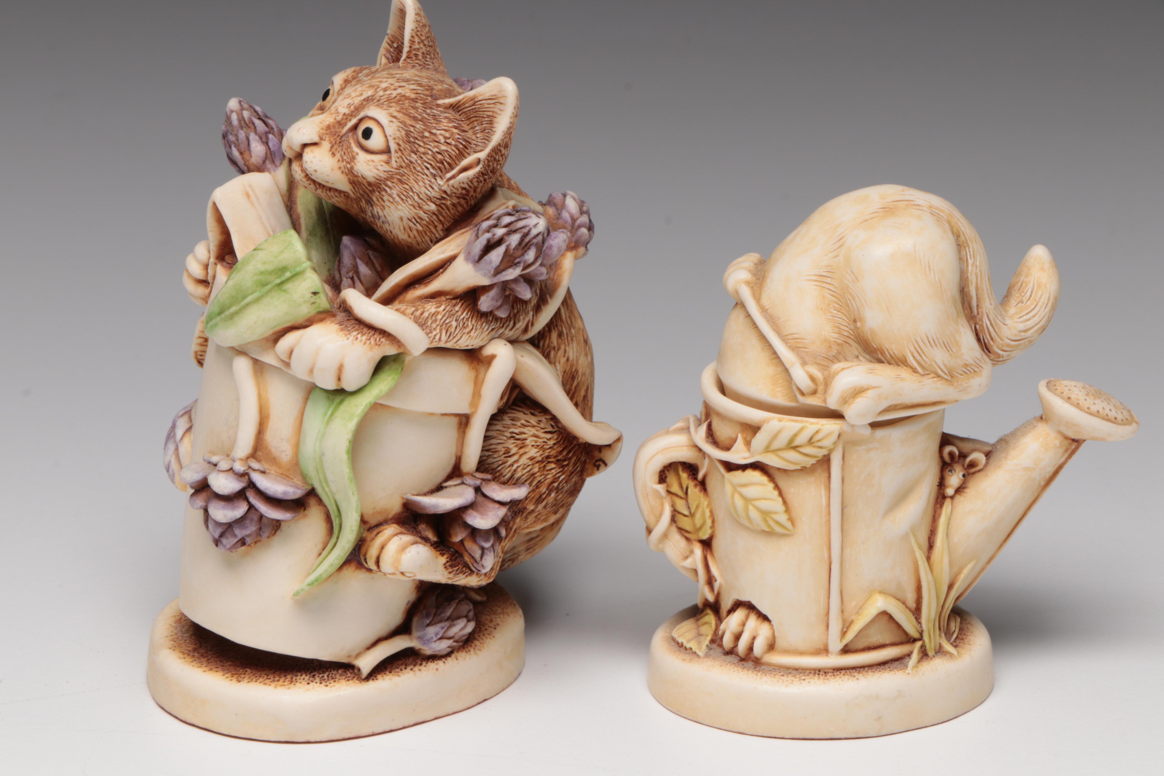 Harmony Kingdom "Catch As Catch Can" and Other Resin Cat Figurines, Vintage