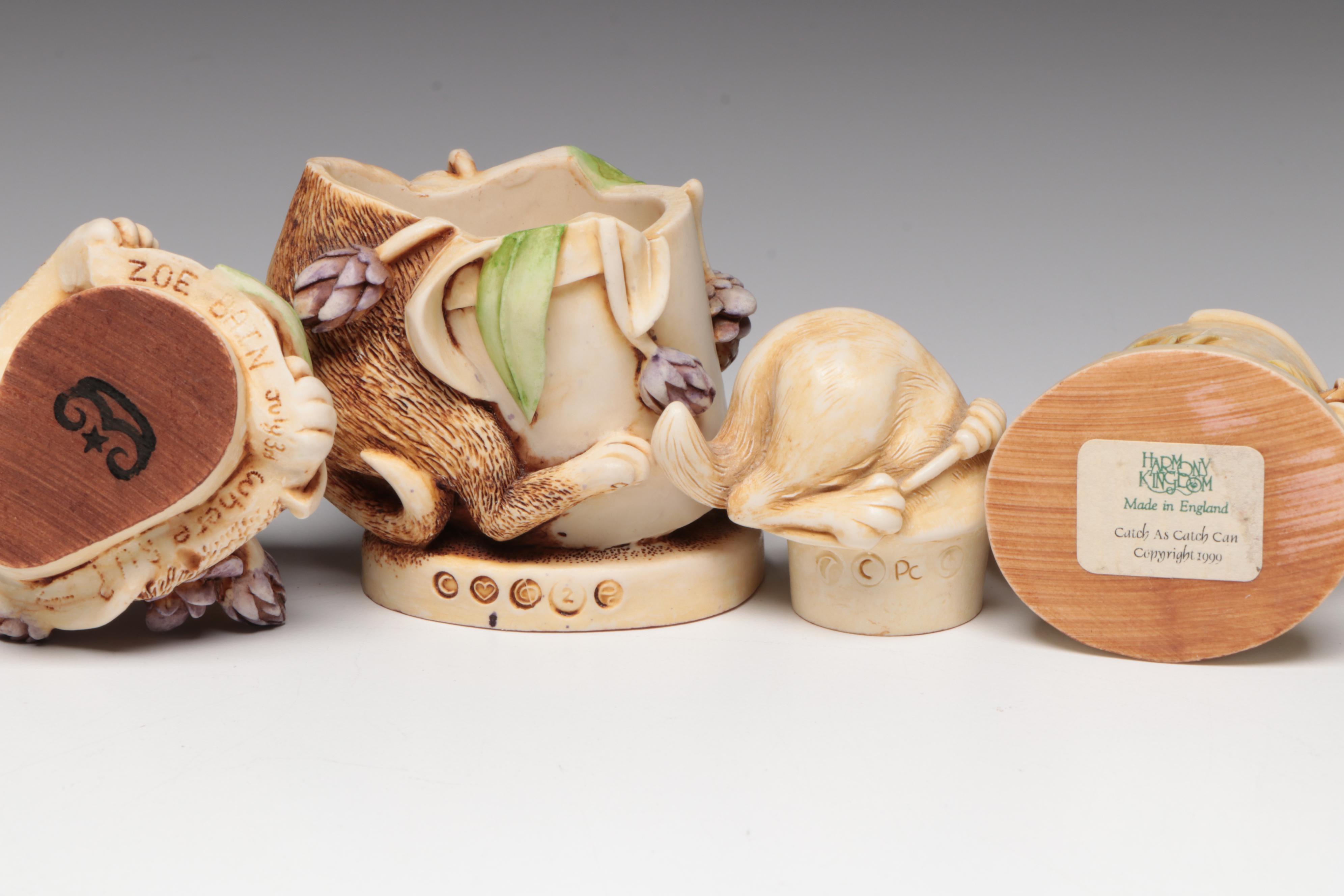 Harmony Kingdom "Catch As Catch Can" and Other Resin Cat Figurines, Vintage