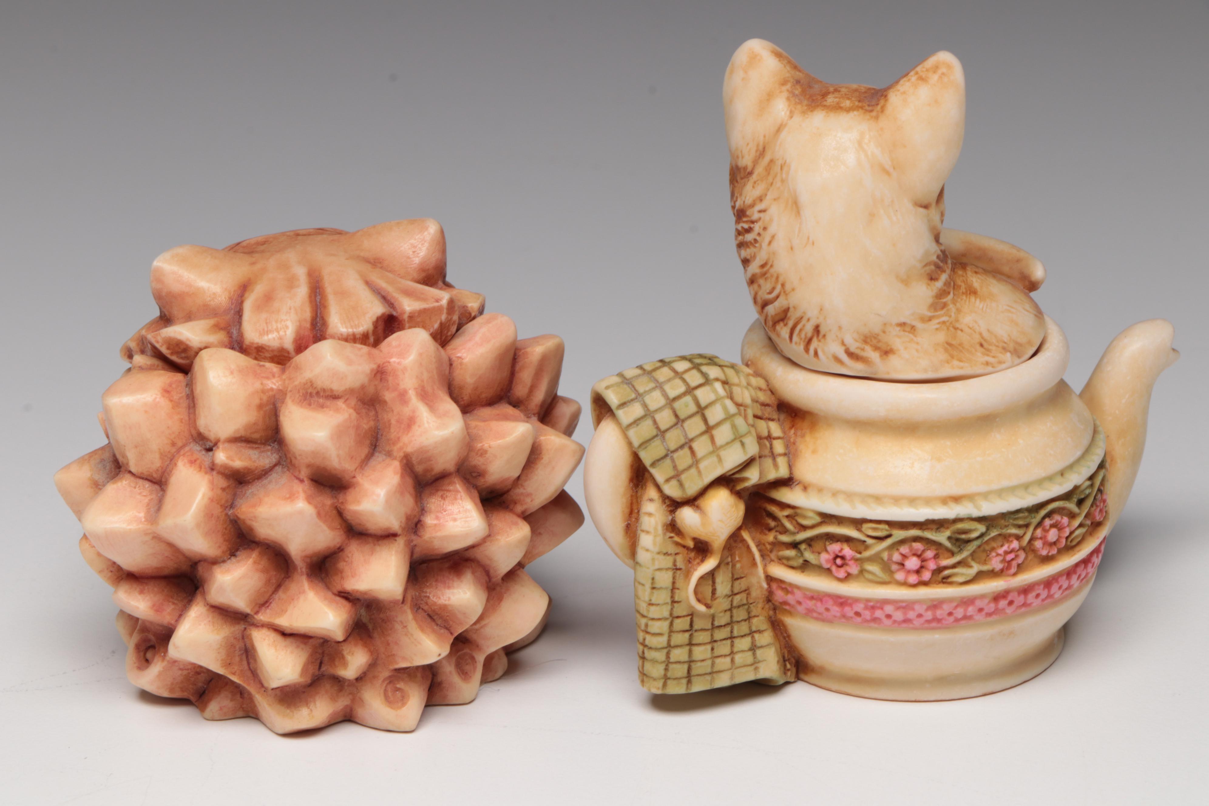 Harmony Kingdom "Catch As Catch Can" and Other Resin Cat Figurines, Vintage