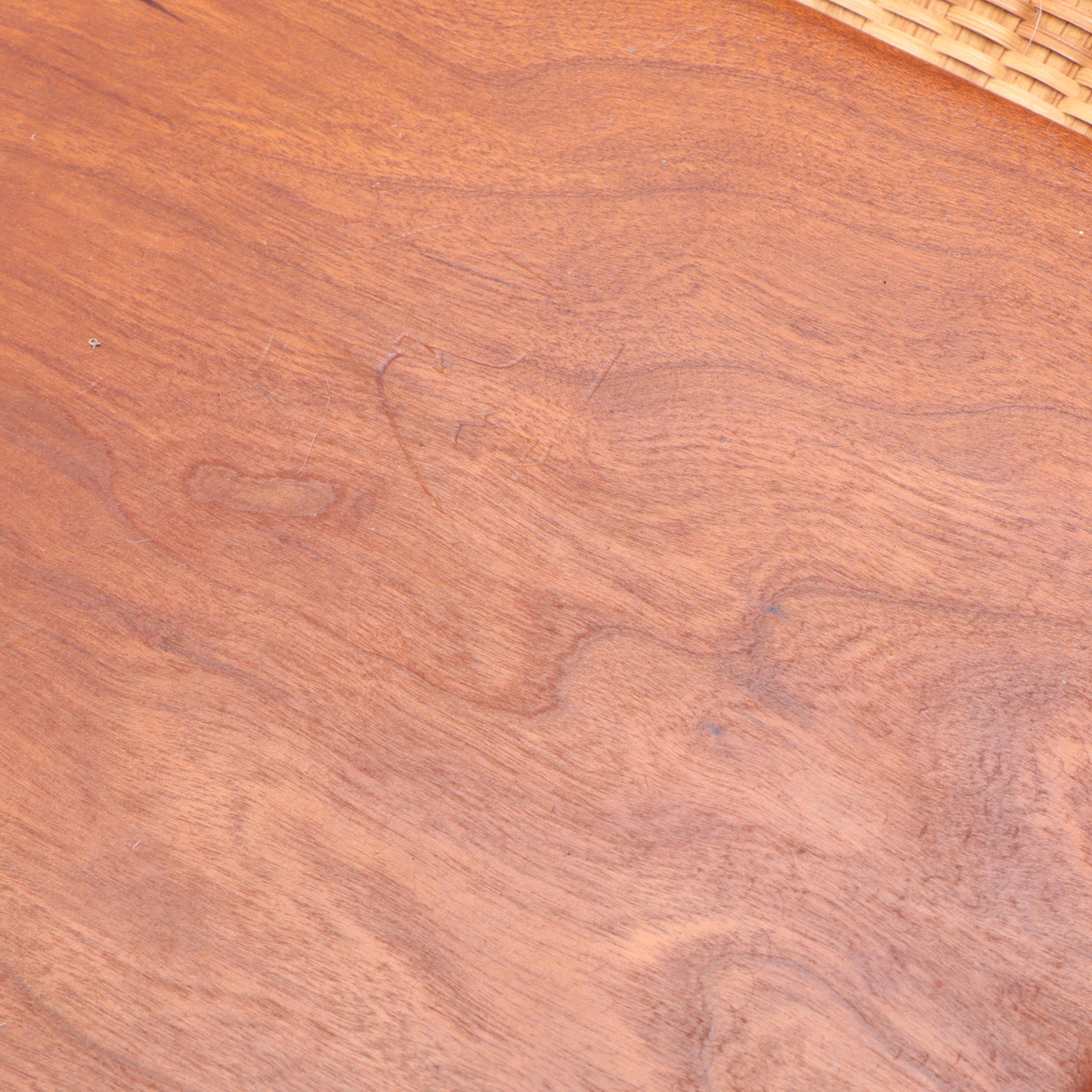 Artisan-Signed Nantucket Woven Round Basket and Serving Tray