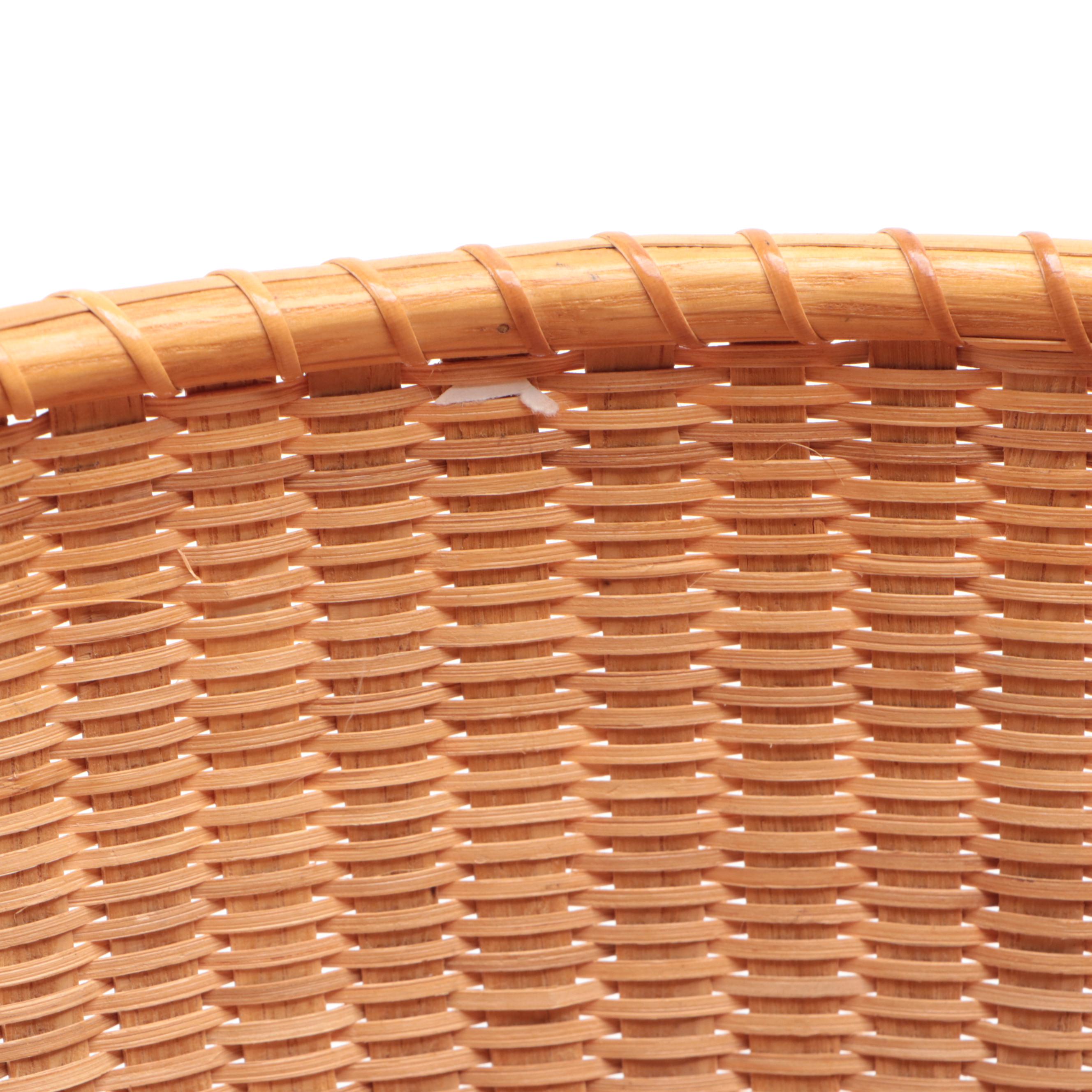 Artisan-Signed Nantucket Woven Round Basket and Serving Tray