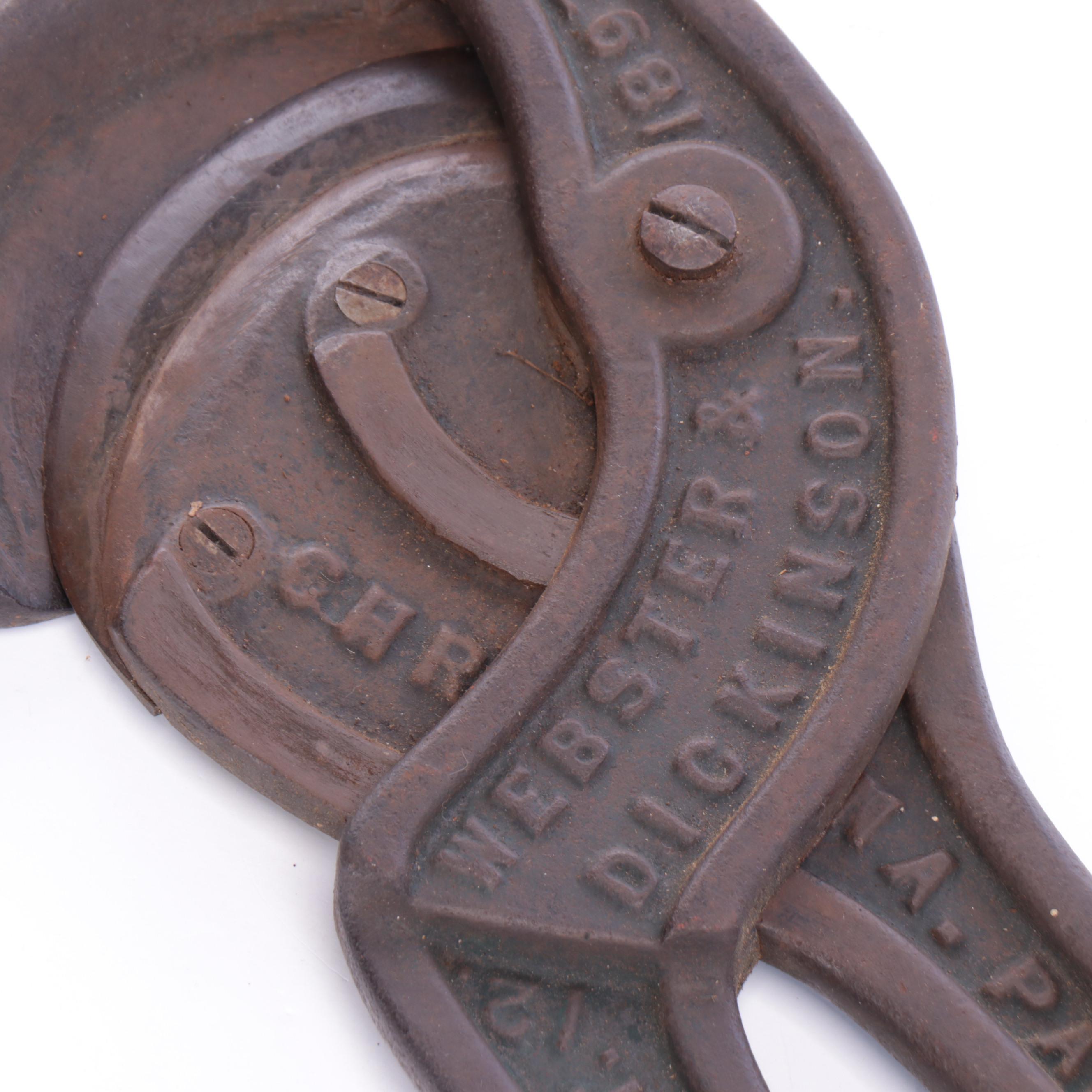 Webster & Dickinson Cast Iron and Wood Cattle Dehorner Farm Tool