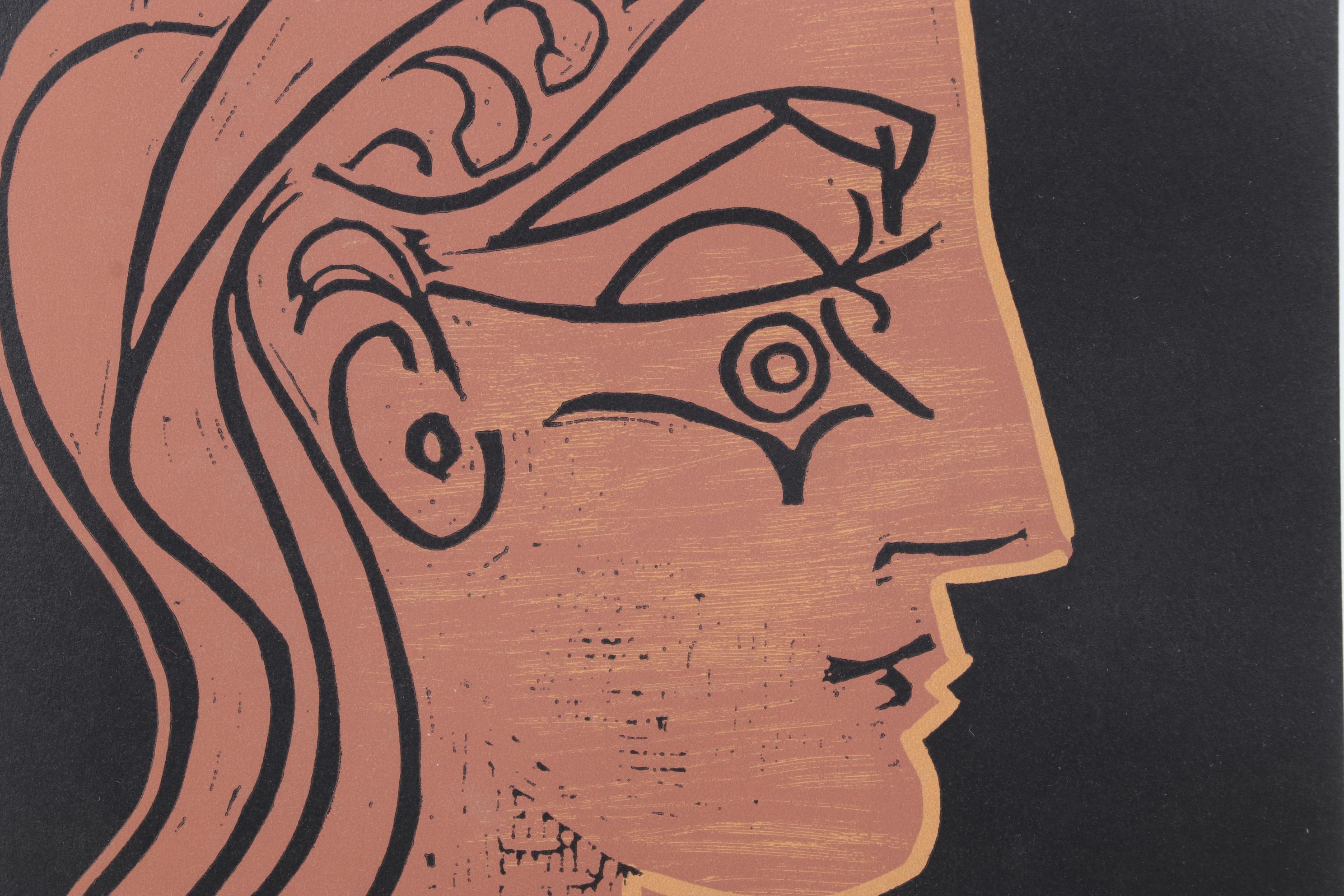 Pablo Picasso Linocut "Tete de Femme de Profil"