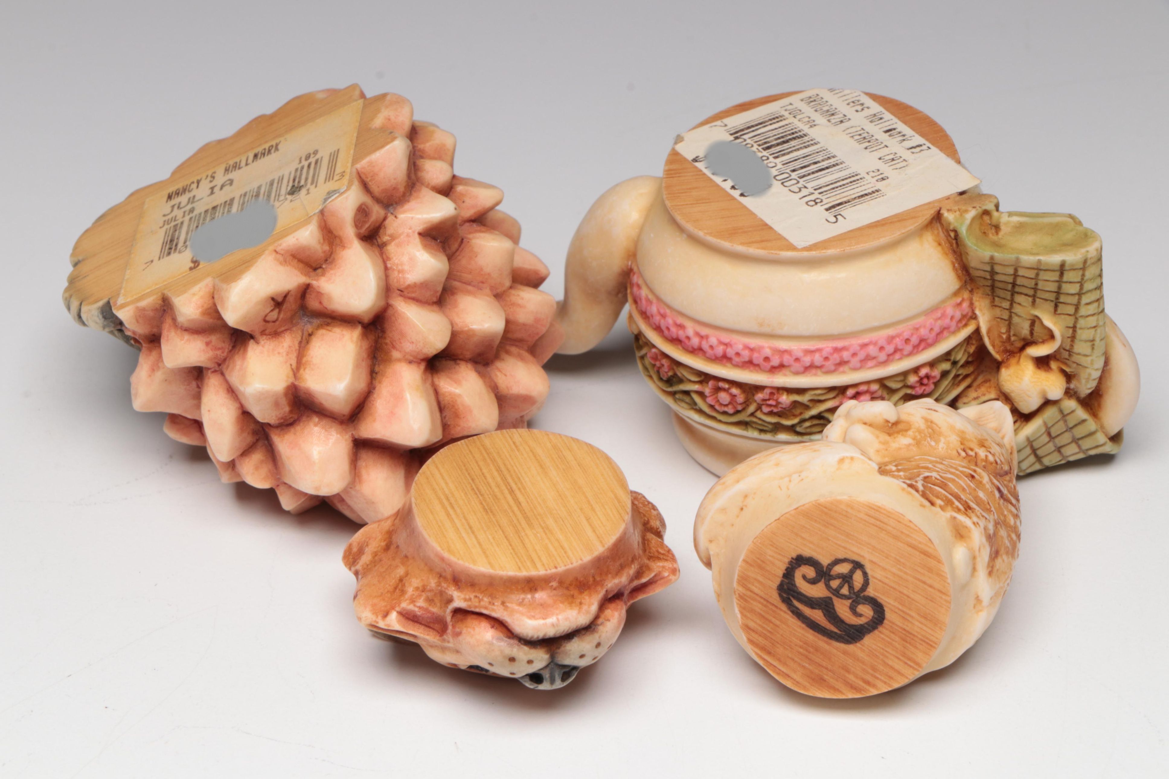 Harmony Kingdom "Catch As Catch Can" and Other Resin Cat Figurines, Vintage