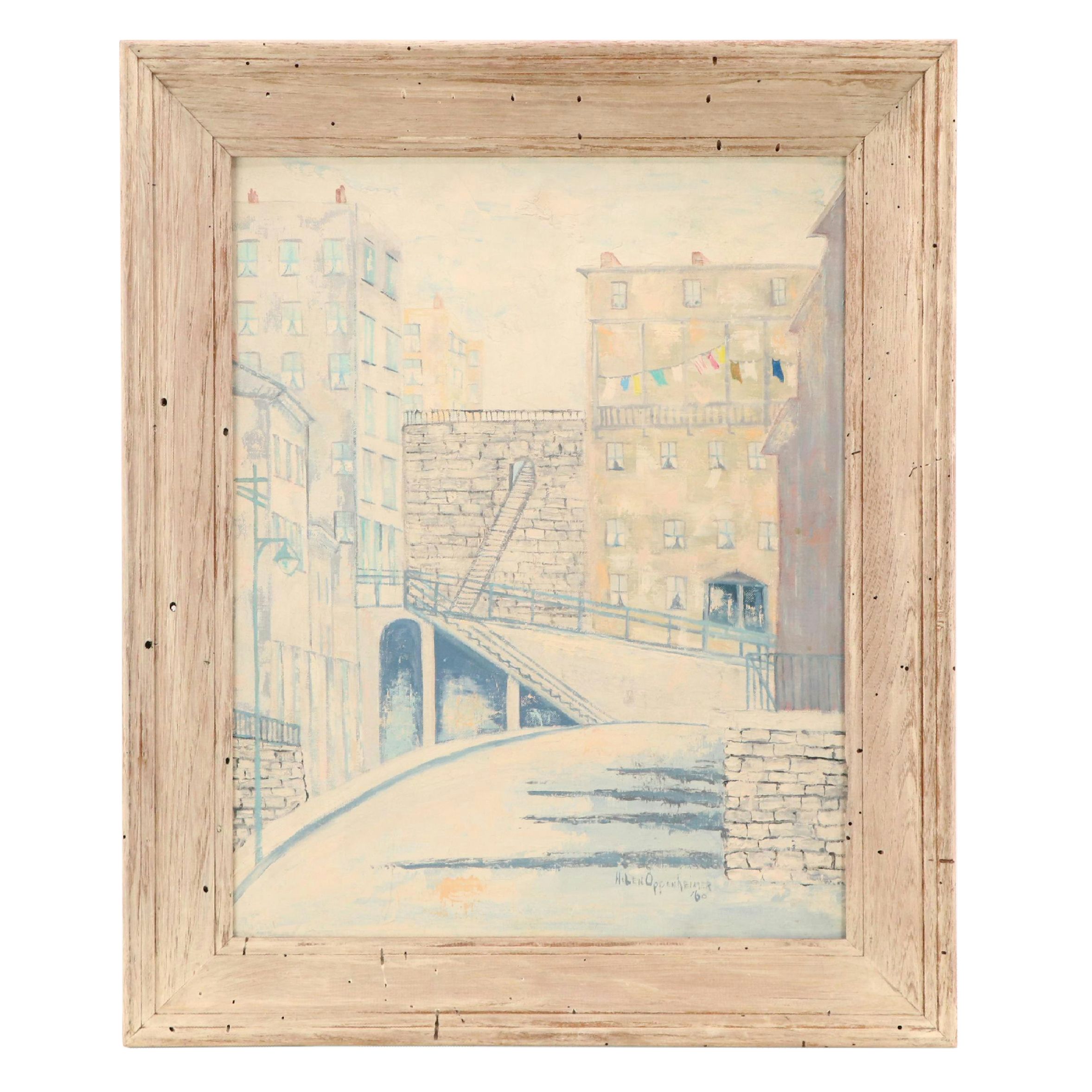 Helen Oppenheimer Oil Painting of Cityscape, 1960