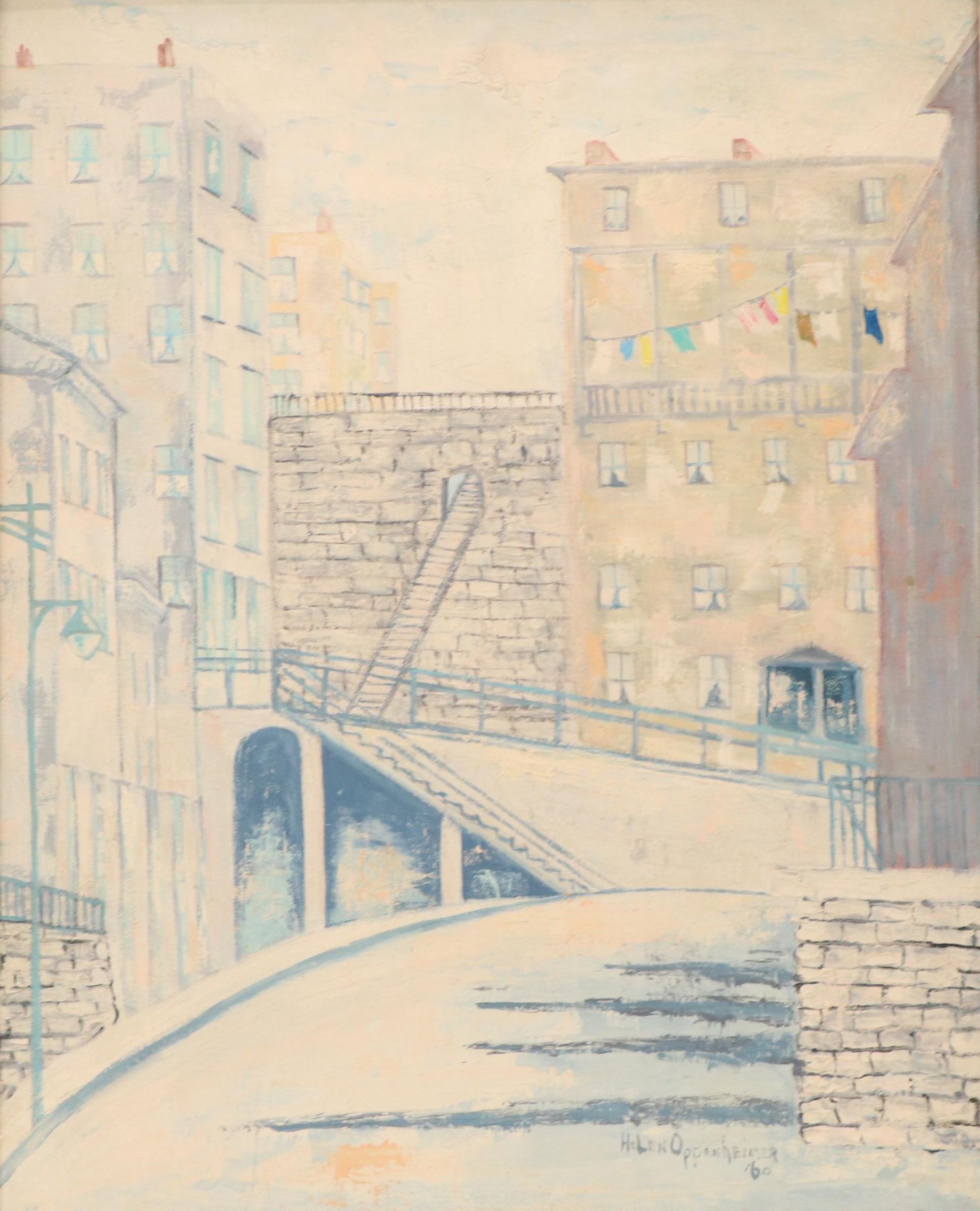 Helen Oppenheimer Oil Painting of Cityscape, 1960
