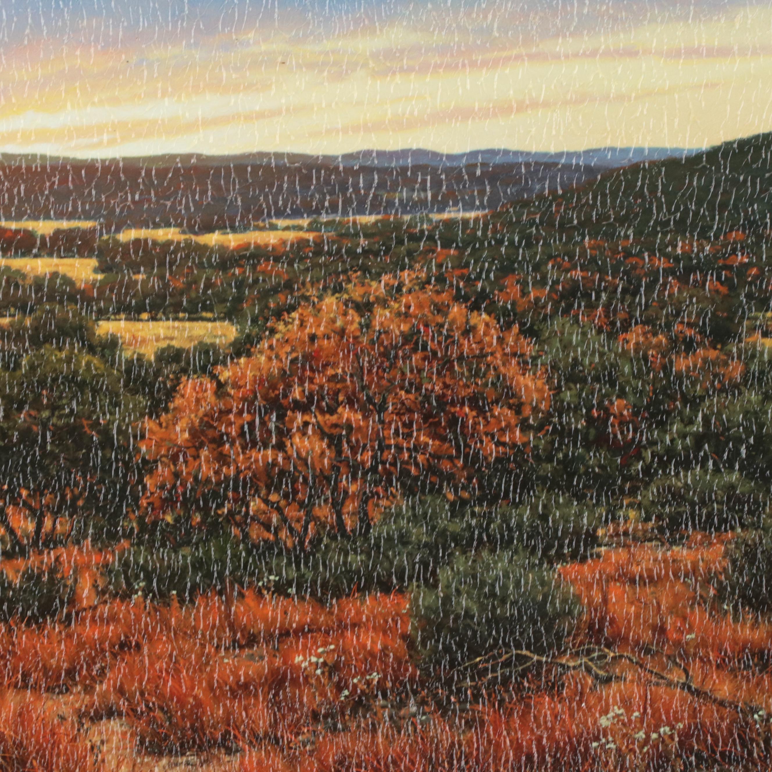 Embellished Offset Lithographs After Greg Glowka of Landscapes at Sunset