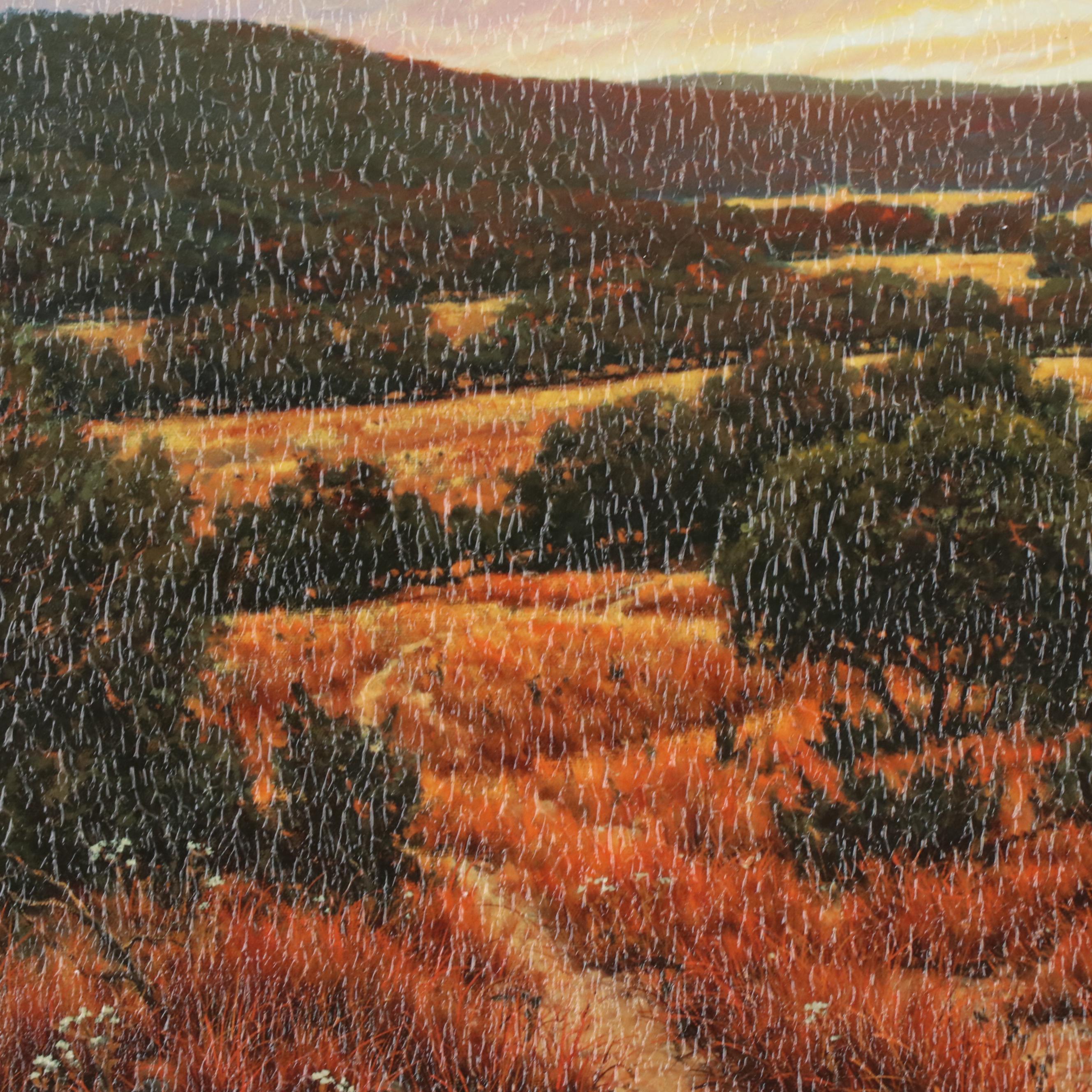 Embellished Offset Lithographs After Greg Glowka of Landscapes at Sunset
