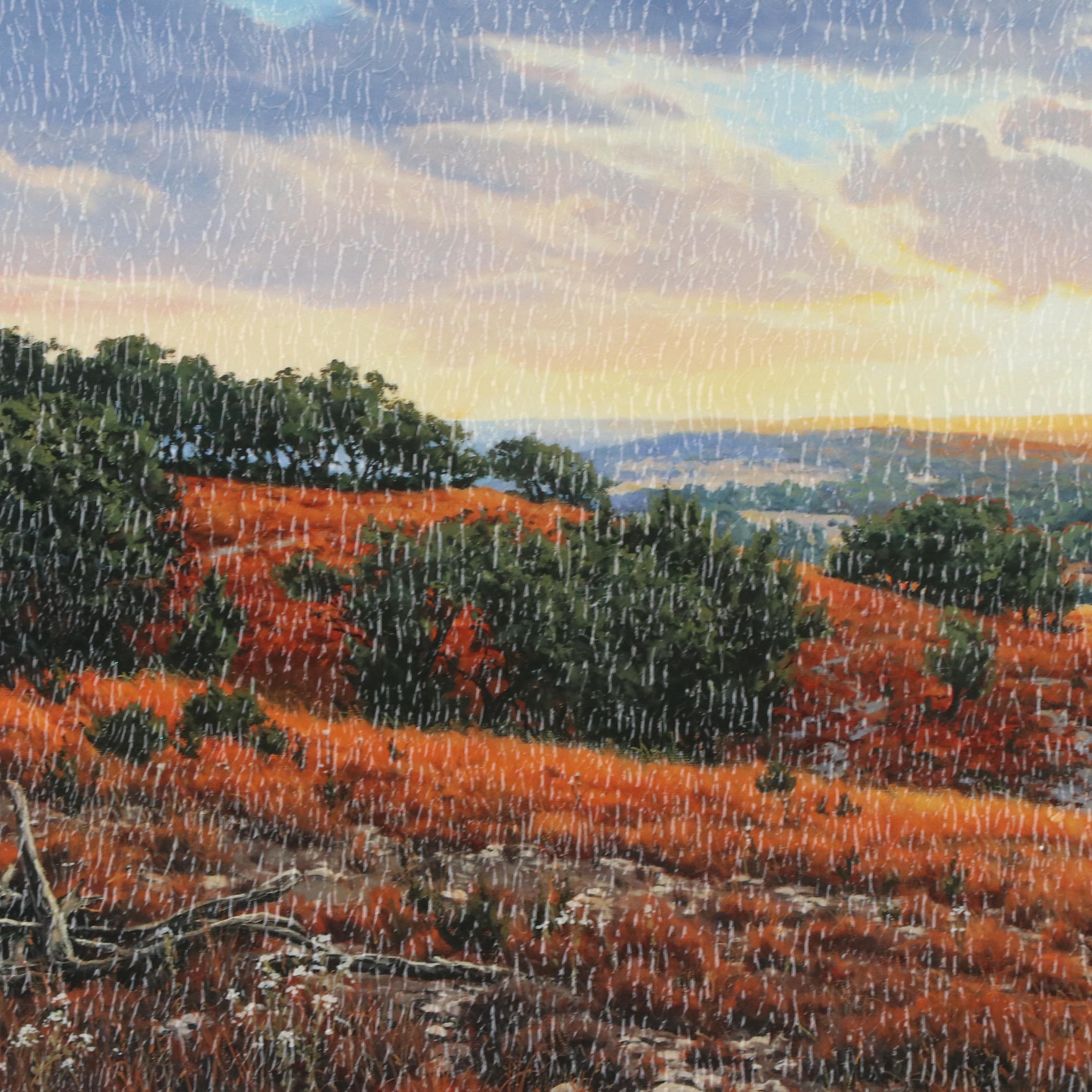 Embellished Offset Lithographs After Greg Glowka of Landscapes at Sunset