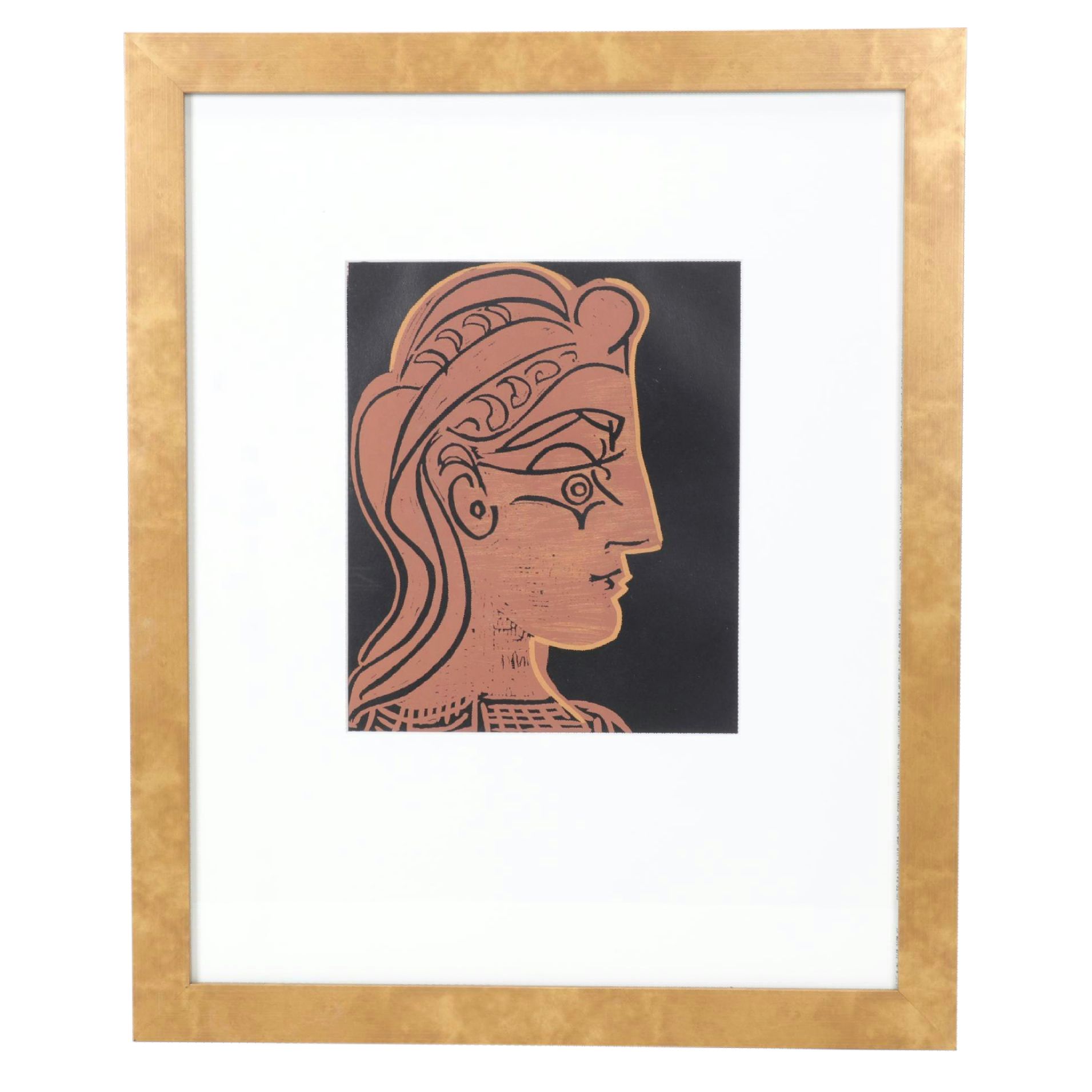 Pablo Picasso Linocut "Tete de Femme de Profil"