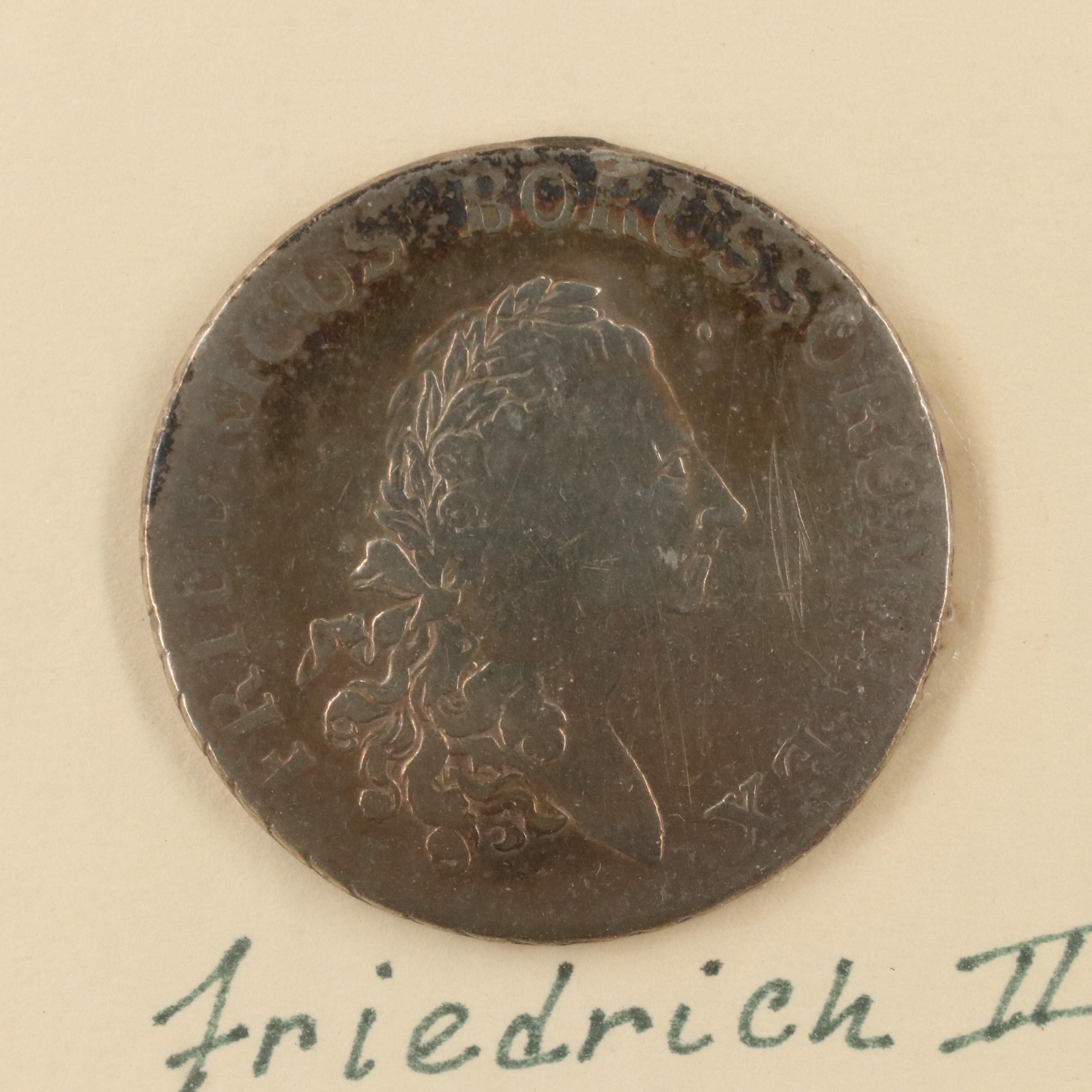 Framed Antique World Coin Set, Including Silver Coins