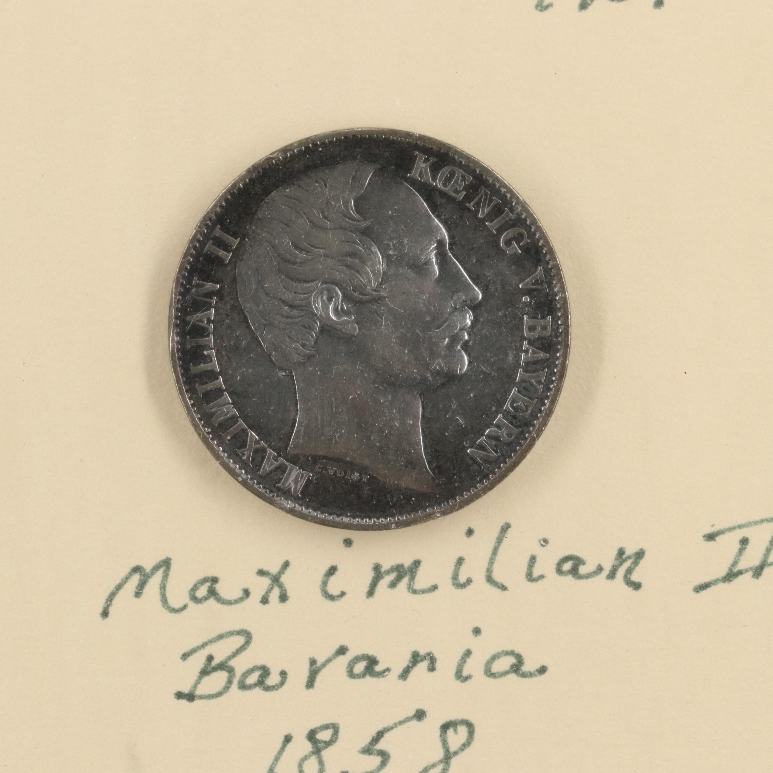 Framed Antique World Coin Set, Including Silver Coins