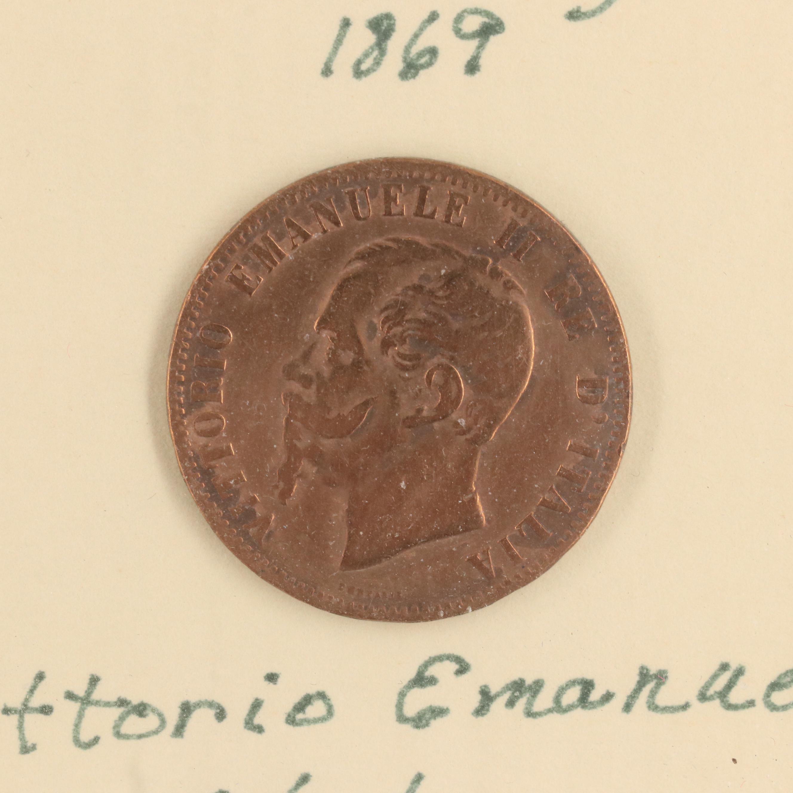 Framed Antique World Coin Set, Including Silver Coins