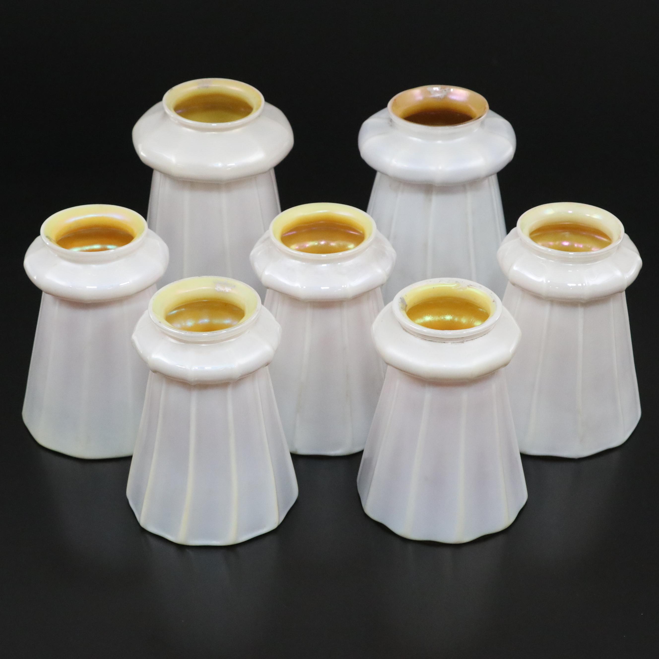 Steuben Art Glass Calcite Aurene Light Shades & Additional Shade, Early 20th C.